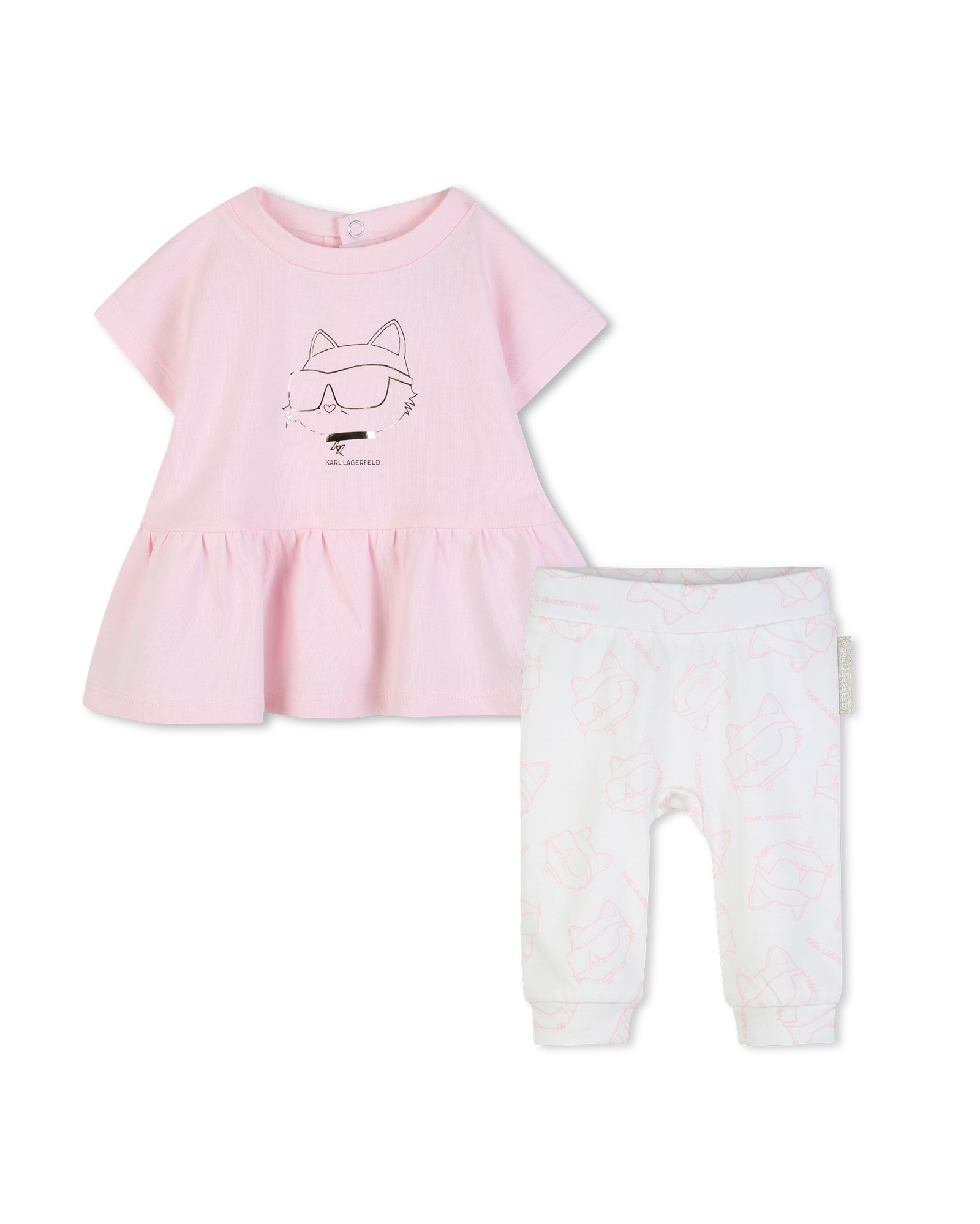 Imagen 0 de Conjunto de bebé niña liso en algodón Natural