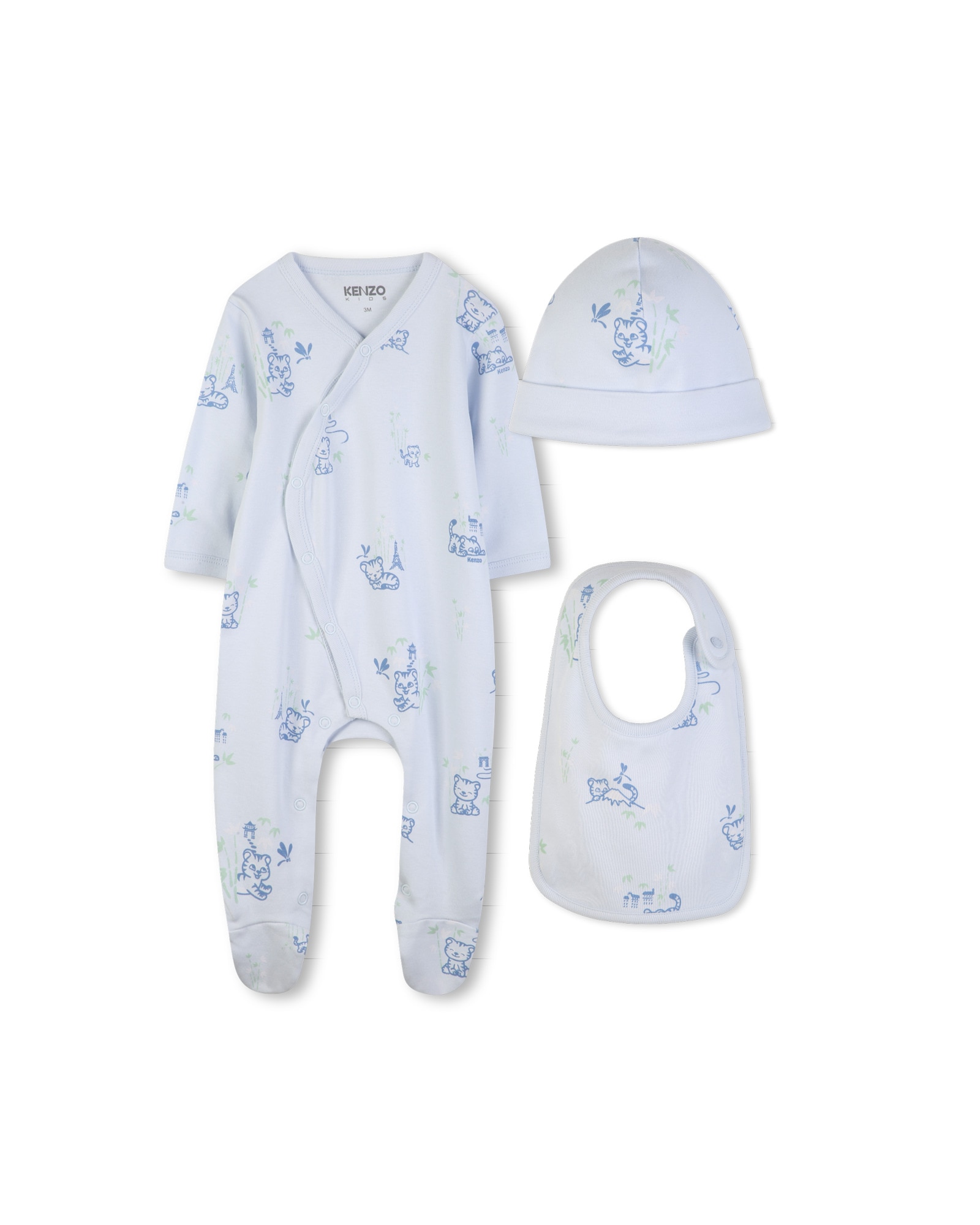 Imagen 0 de Conjunto de bebé niño de manga larga con estampado grande en algodón Natural