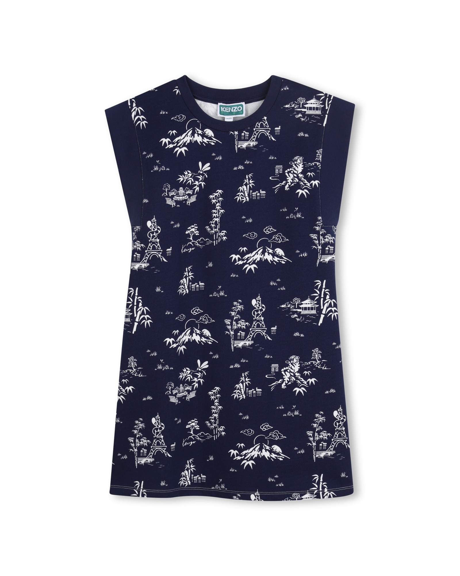 Imagen 0 de Vestido de bebé niña de manga corta con estampado grande en algodón Azul