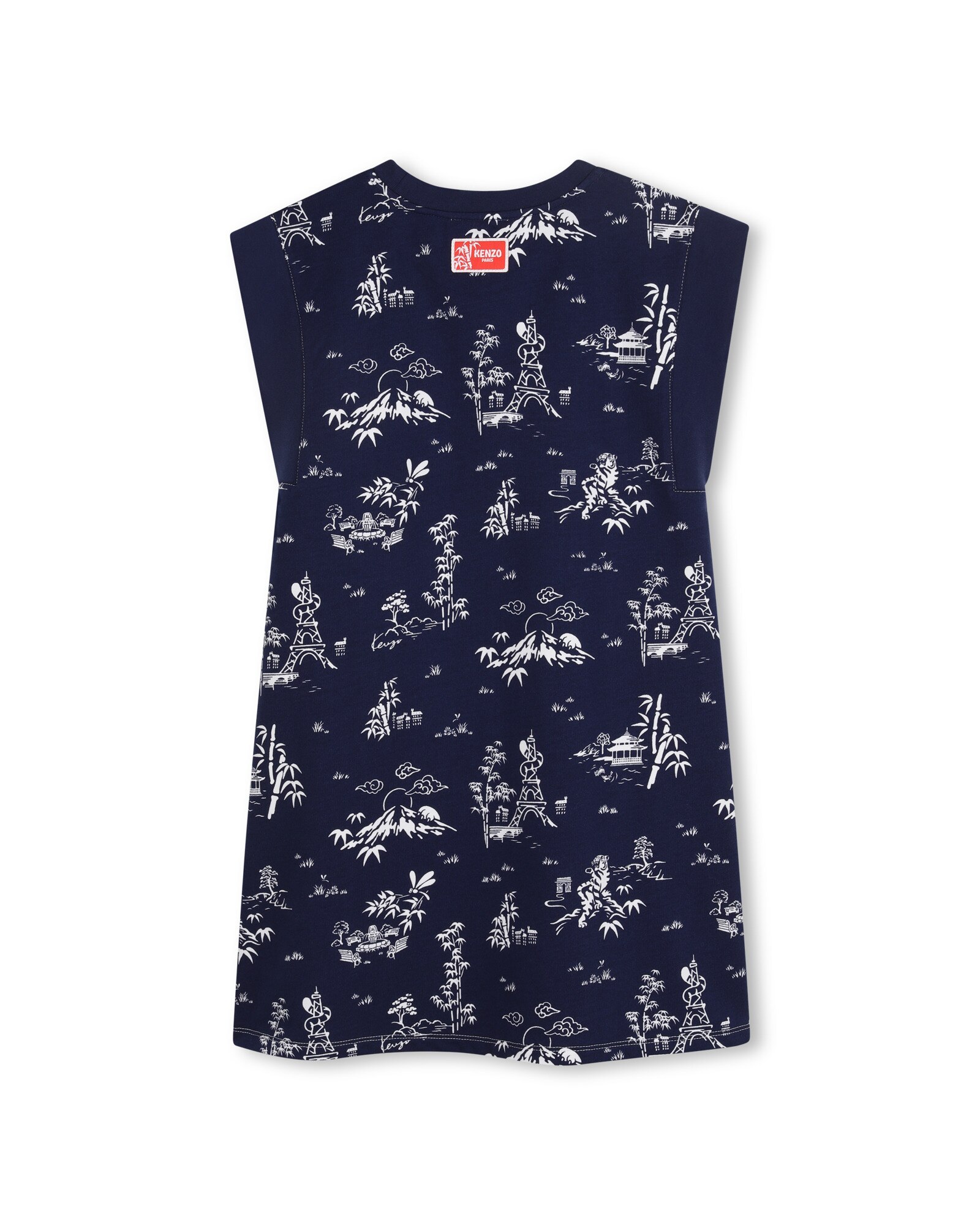 Vestido de bebé niña de manga corta con estampado grande en algodón - Kenzo Kids - Azul Azul-3