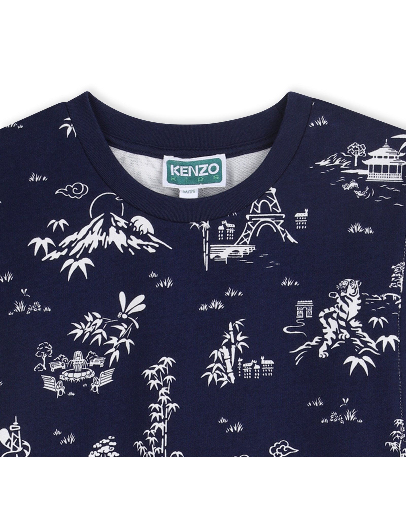 Vestido de bebé niña de manga corta con estampado grande en algodón - Kenzo Kids - Azul Azul-2