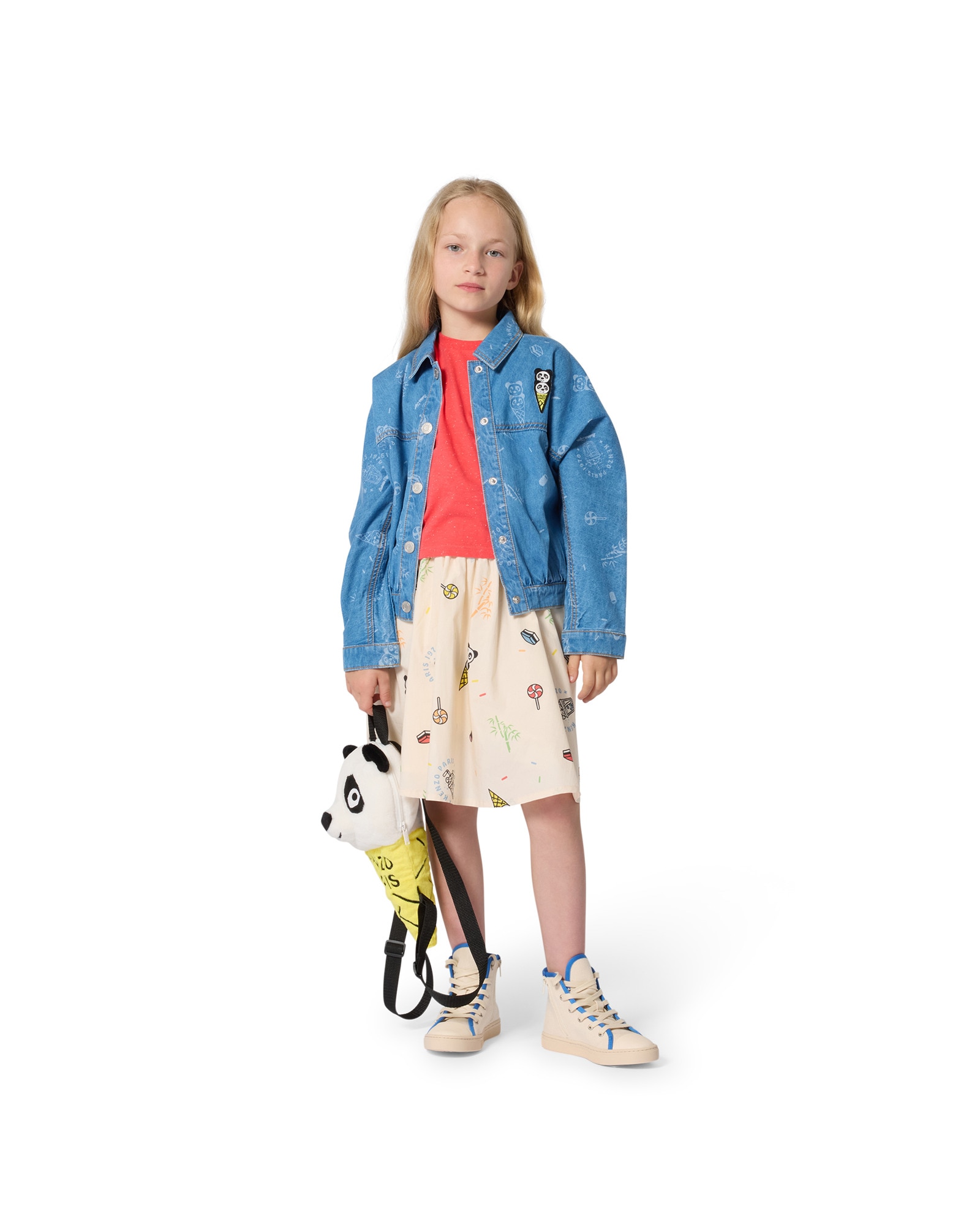 Camiseta de bebé niña de manga corta con animal print en algodón - Kenzo Kids - Rojo Rojo-2