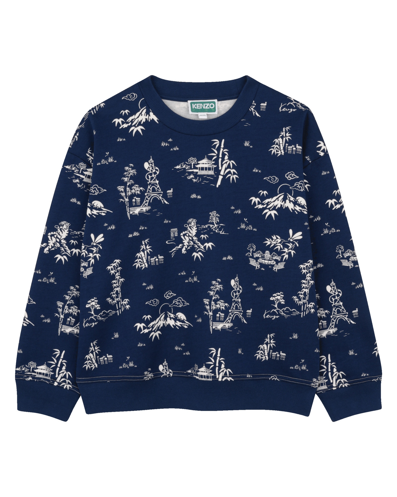 Imagen 0 de Sudadera sin capucha de niño de manga larga con estampado grande en algodón Azul