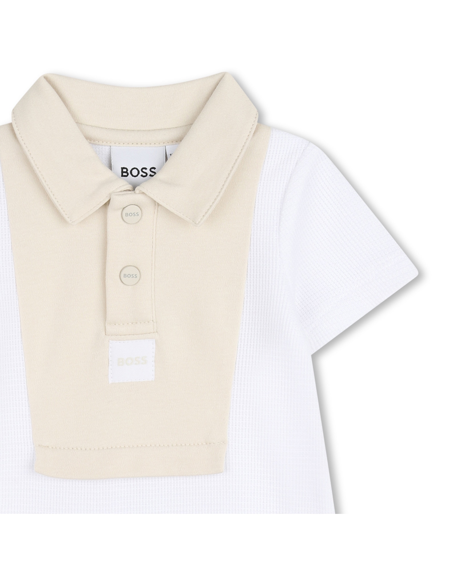 Mono de bebé niño de manga corta geométrico en algodón - BOSS Kidswear - Blanco Blanco-2