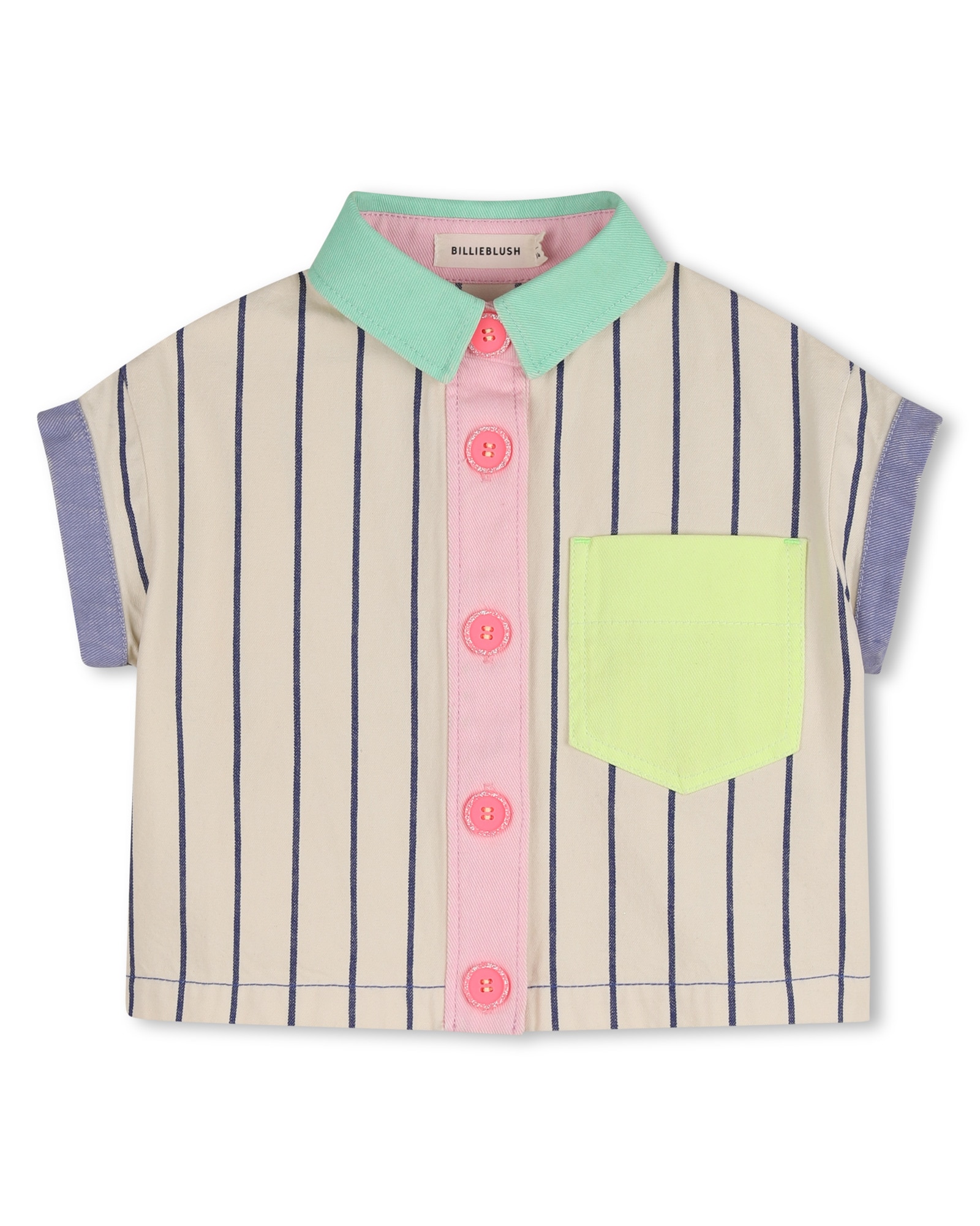 Camisa de niña de manga corta con rayas