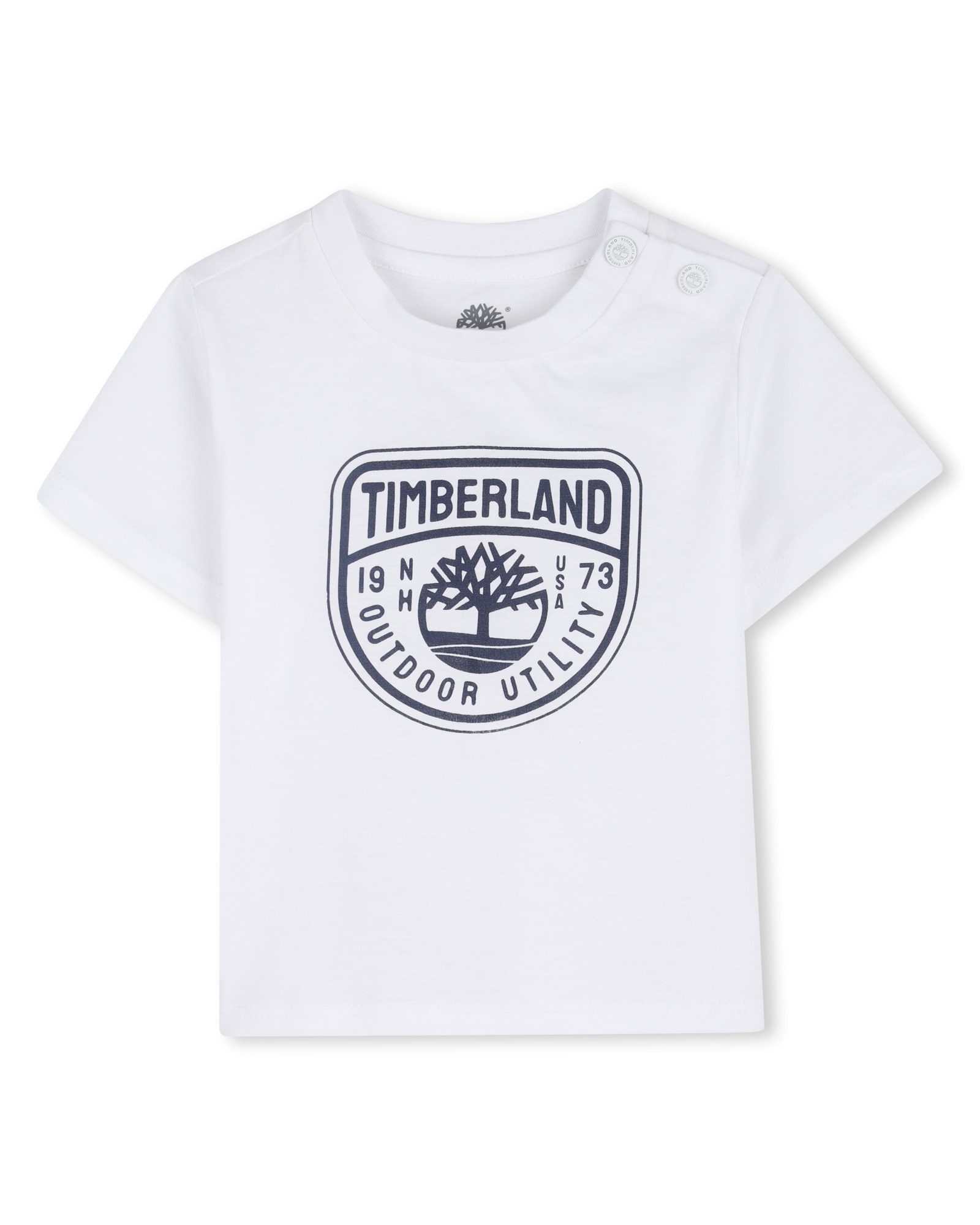Imagen 0 de Camiseta de bebé niño de manga corta con dibujo frontal en algodón Blanco