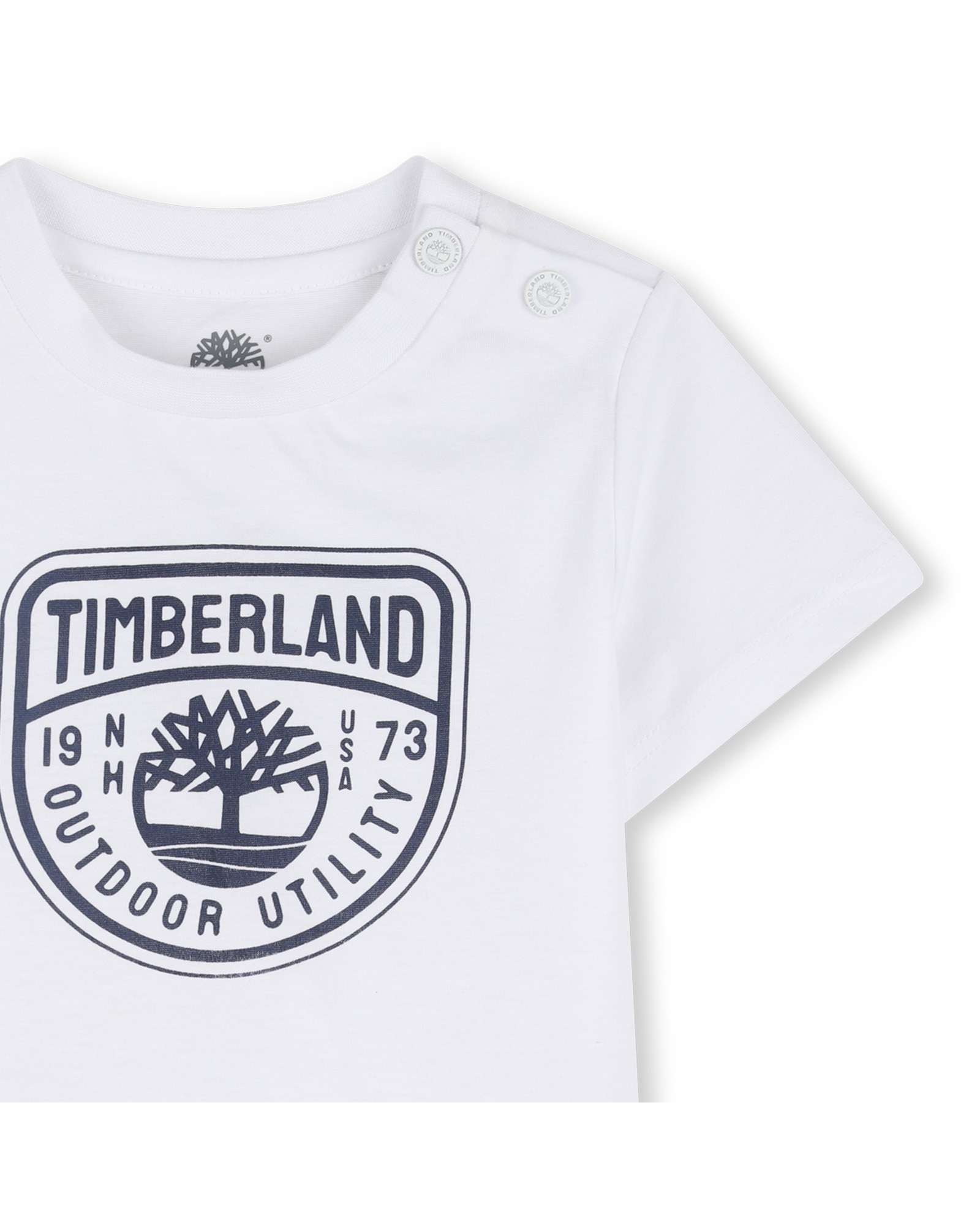 Camiseta de bebé niño de manga corta con dibujo frontal en algodón - Timberland - Blanco Blanco-2