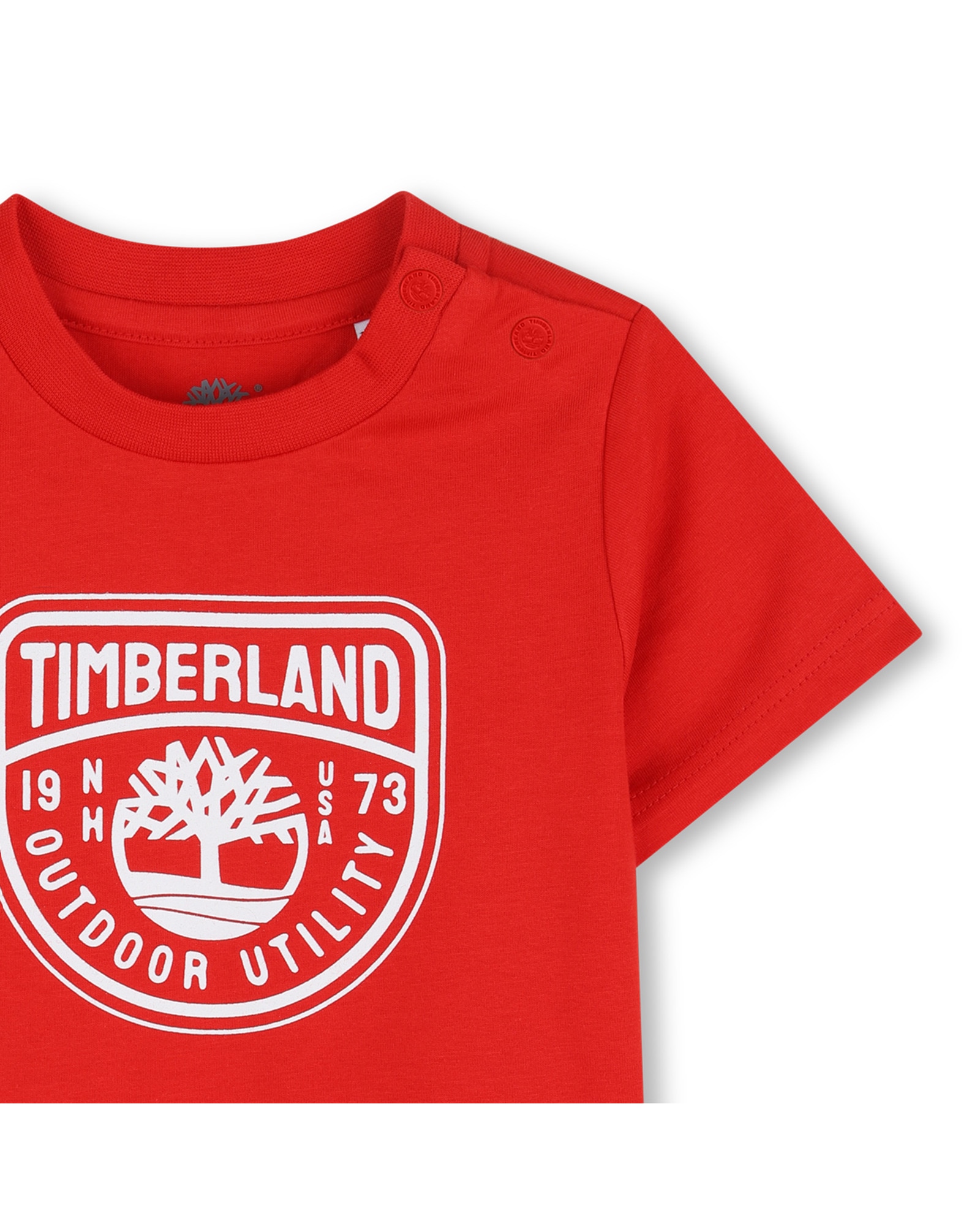 Camiseta de bebé niño de manga corta con dibujo frontal en algodón - Timberland - Rojo Rojo-2
