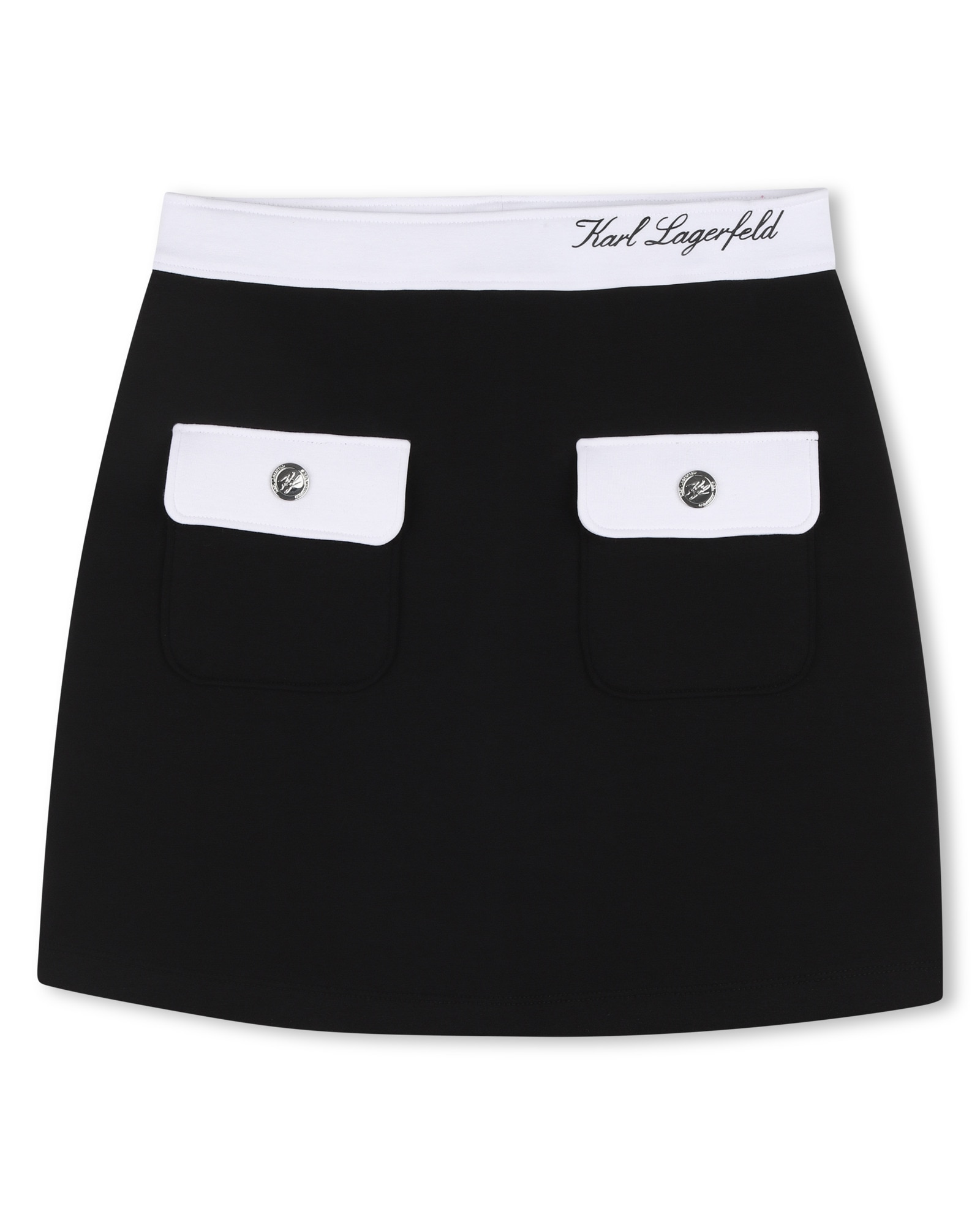Falda de niña geométrico en algodón - Karl Lagerfeld Kids - Negro Negro-1