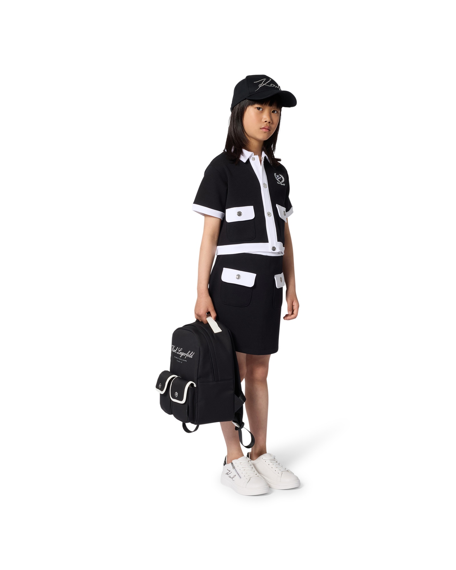 Falda de niña geométrico en algodón - Karl Lagerfeld Kids - Negro Negro-2