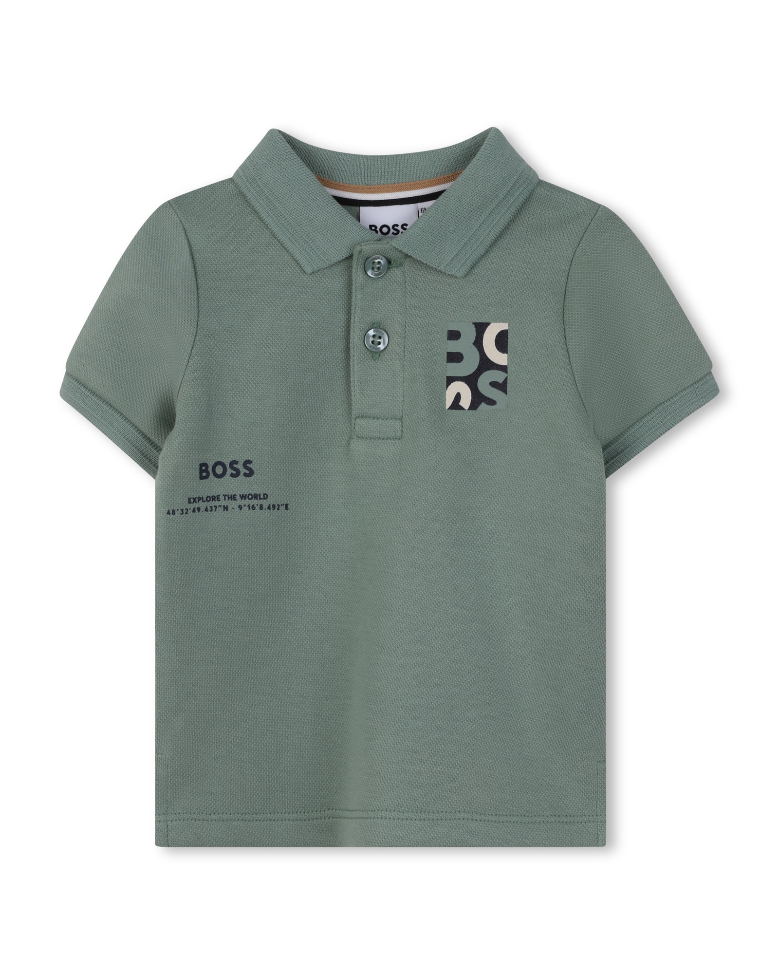 Polo de bebé niño de manga corta liso en algodón - BOSS Kidswear - Verde Verde-1