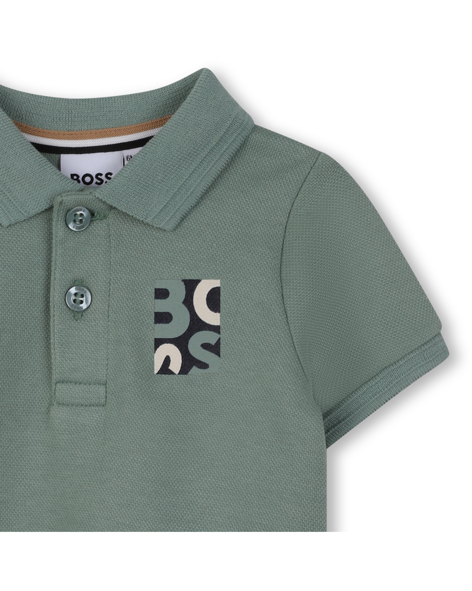 Polo de bebé niño de manga corta liso en algodón - BOSS Kidswear - Verde Verde-3