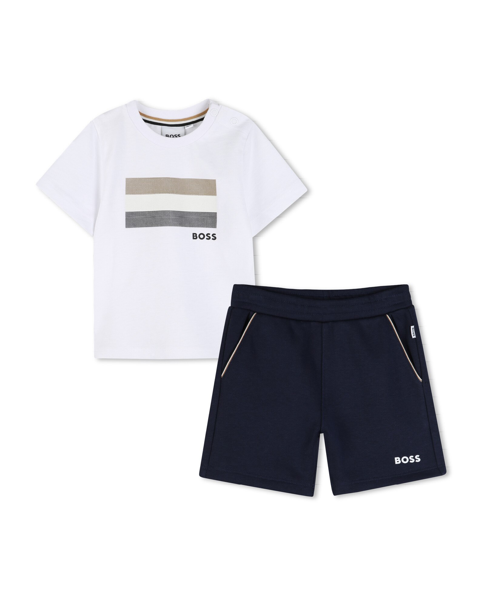 Conjunto de bebé niño de manga corta con dibujo frontal en algodón - BOSS Kidswear - Azul Azul-1