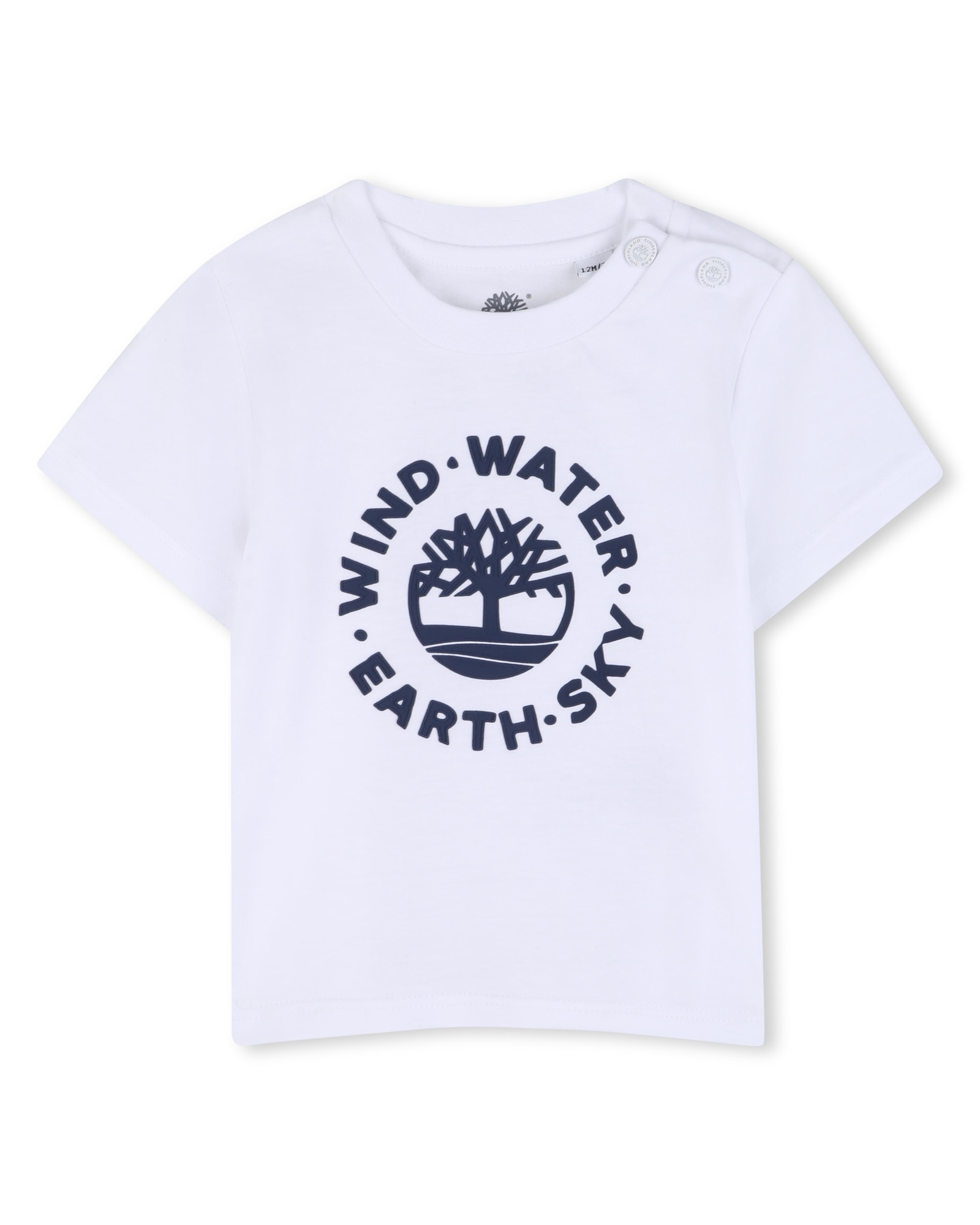 Imagen 0 de Camiseta de bebé niño de manga corta con dibujo frontal en algodón Blanco / Azul