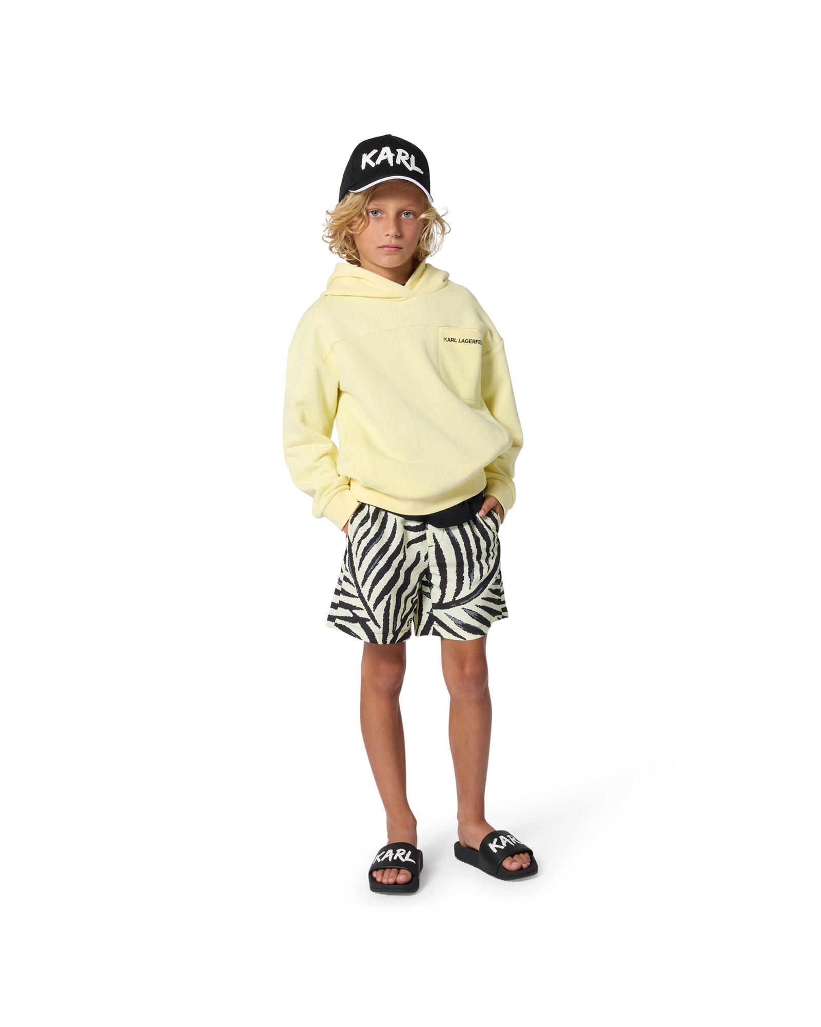 Bañador de niño microestampado en poliéster - Karl Lagerfeld Kids - Amarillo Amarillo-2