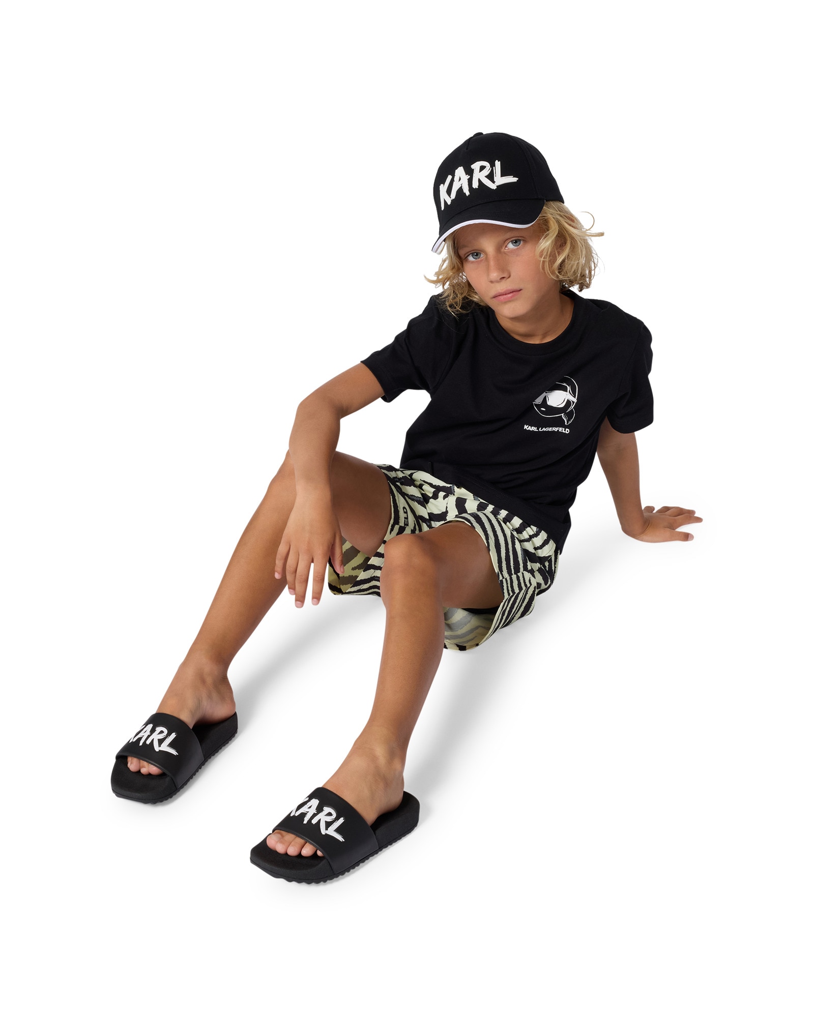 Bañador de niño microestampado en poliéster - Karl Lagerfeld Kids - Amarillo Amarillo-3