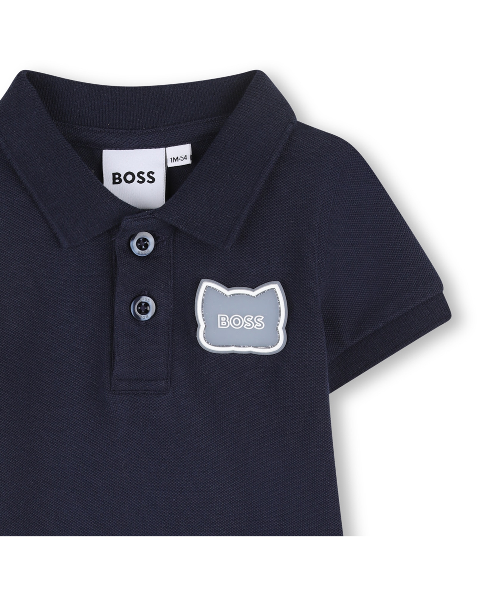 Mono de bebé niño de manga corta liso en algodón - BOSS Kidswear - Azul Azul-2