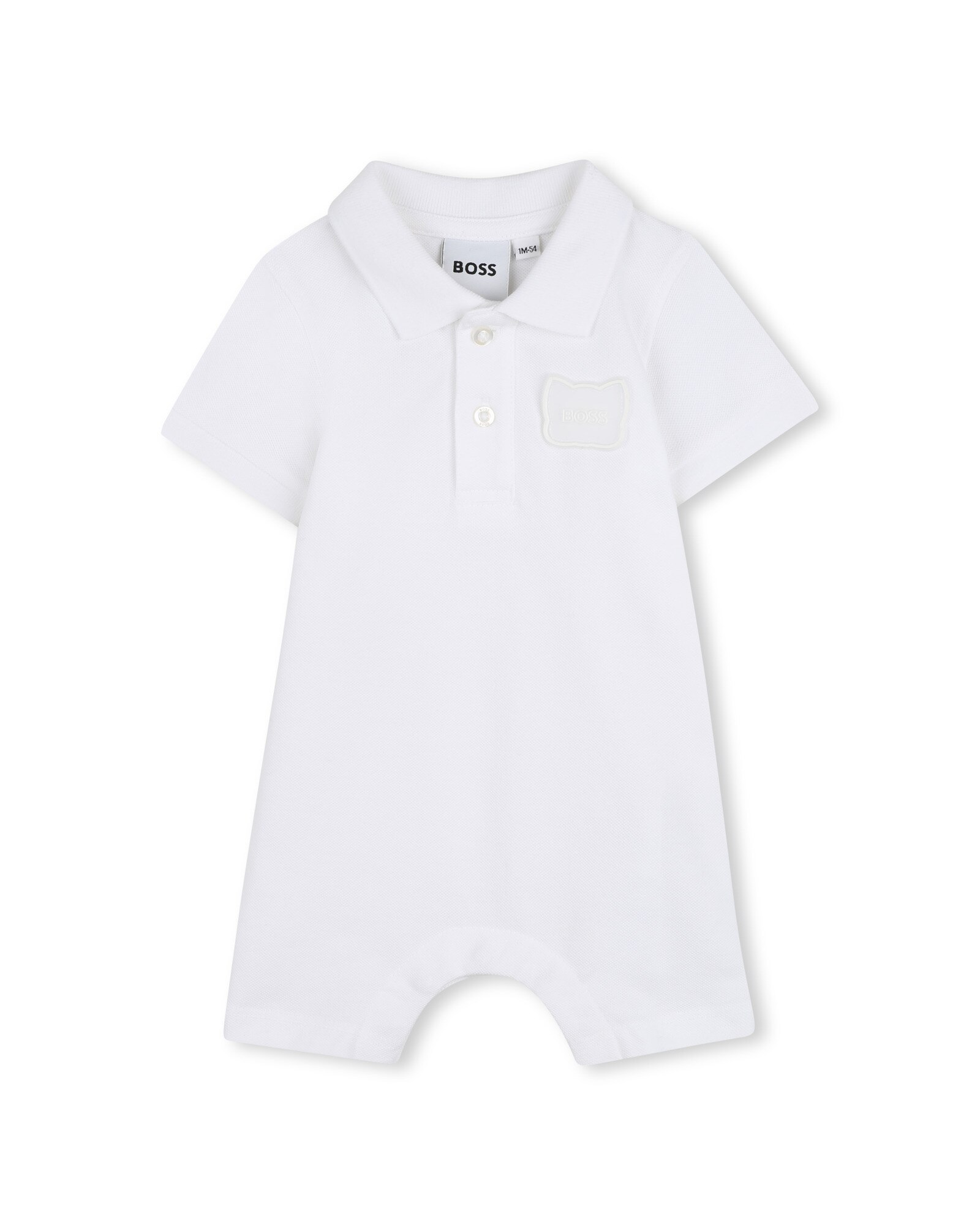Mono de bebé niño de manga corta liso en algodón - BOSS Kidswear - Blanco Blanco-1