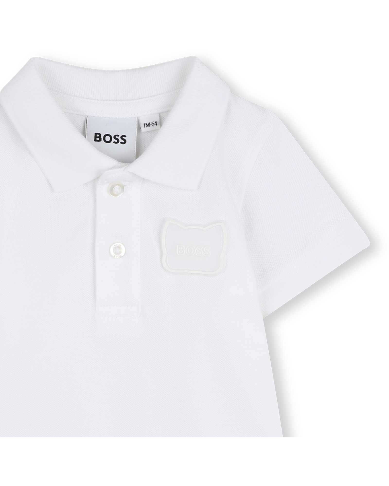 Mono de bebé niño de manga corta liso en algodón - BOSS Kidswear - Blanco Blanco-2