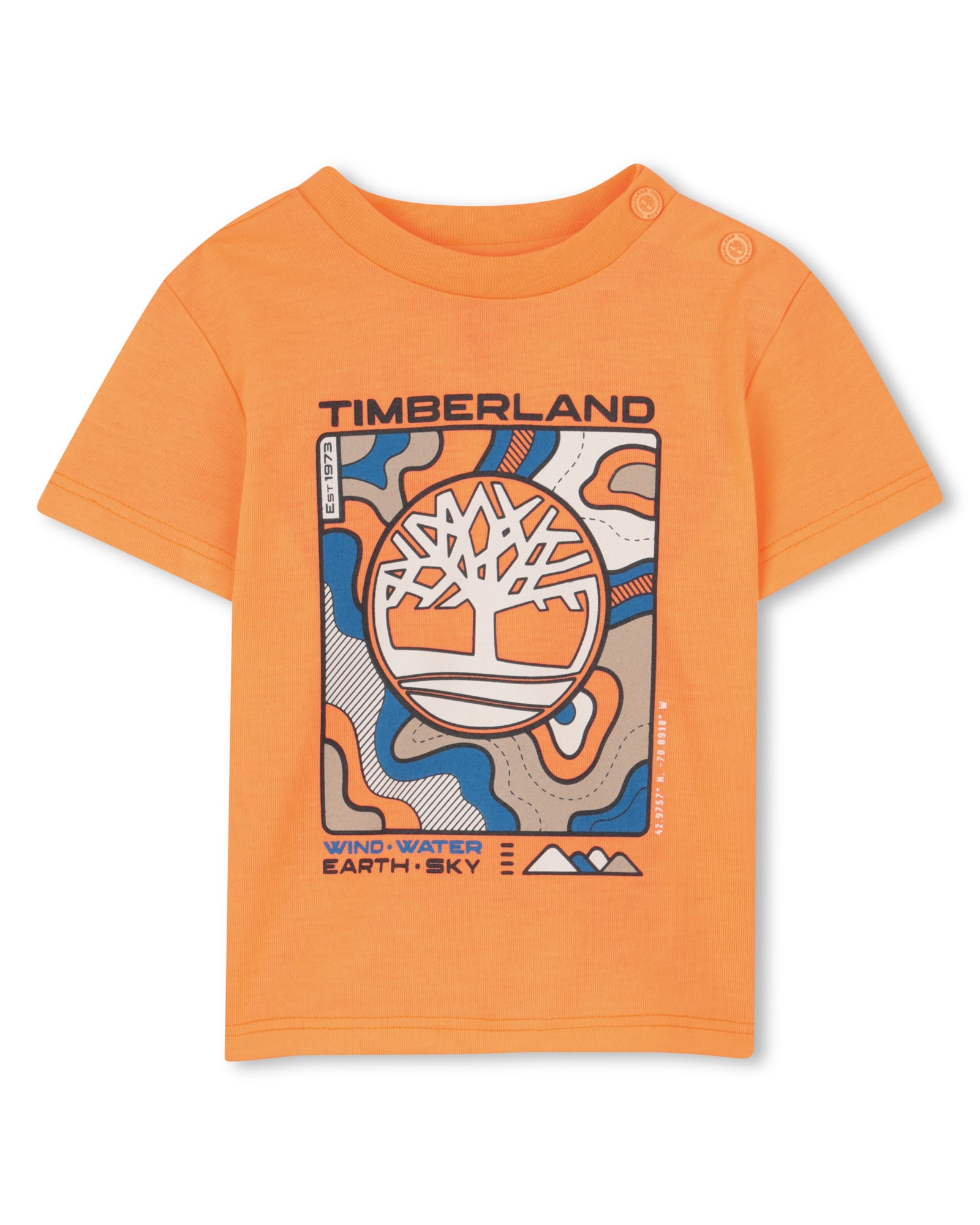 Imagen 0 de Camiseta de bebé niño de manga corta con dibujo frontal en poliéster Naranja