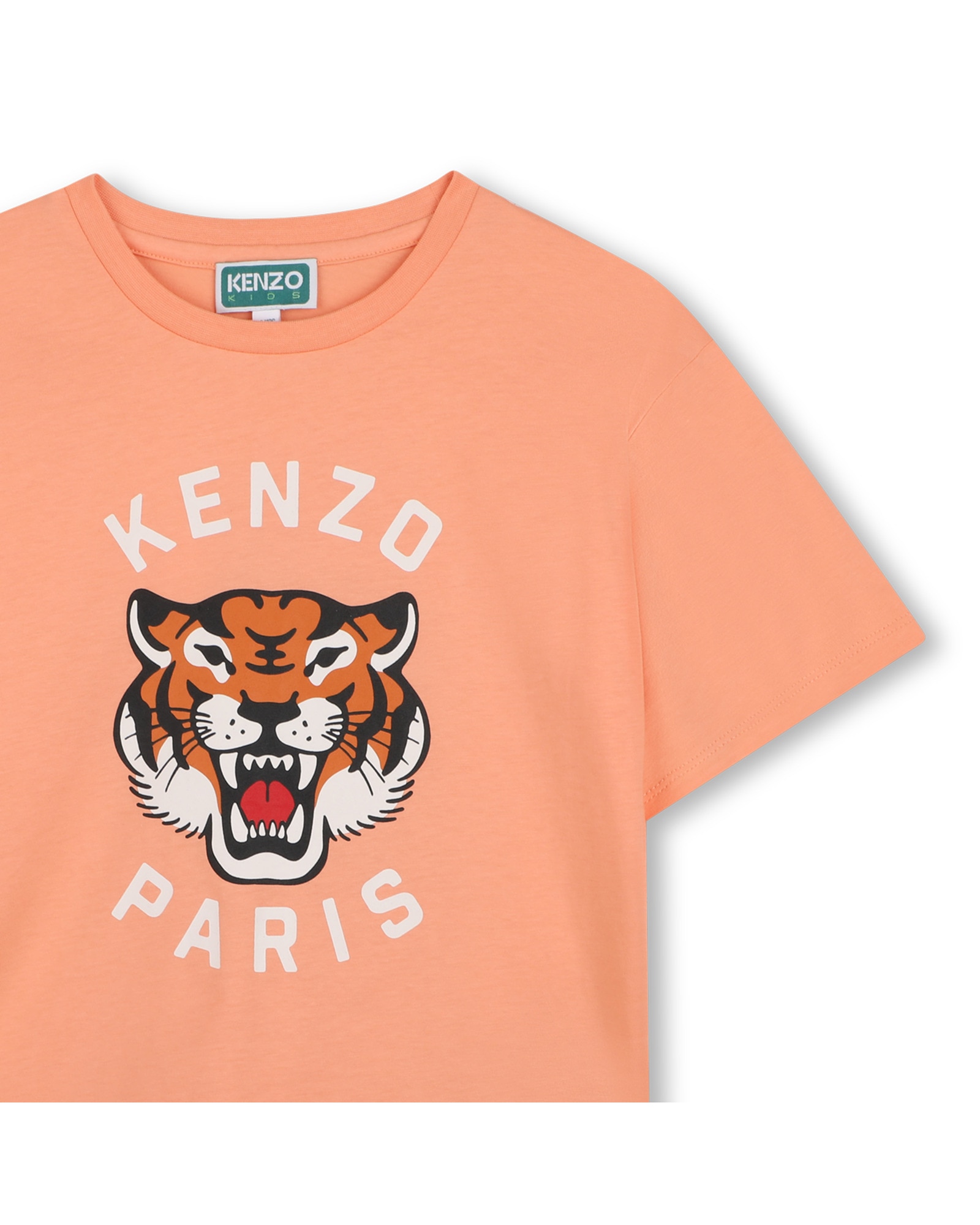 Camiseta de niña de manga francesa con animal print en algodón - Kenzo Kids - Natural Natural-2