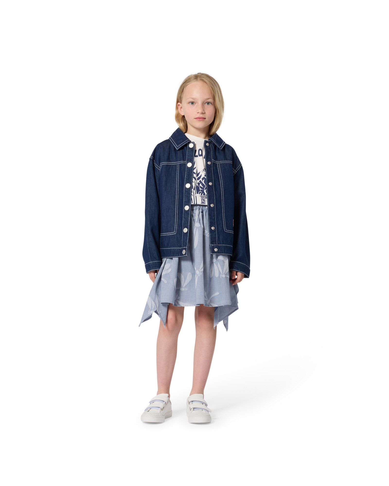 Camiseta de bebe unisex de manga francesa con estampado grande en algodón - Kenzo Kids - Blanco Blanco-2