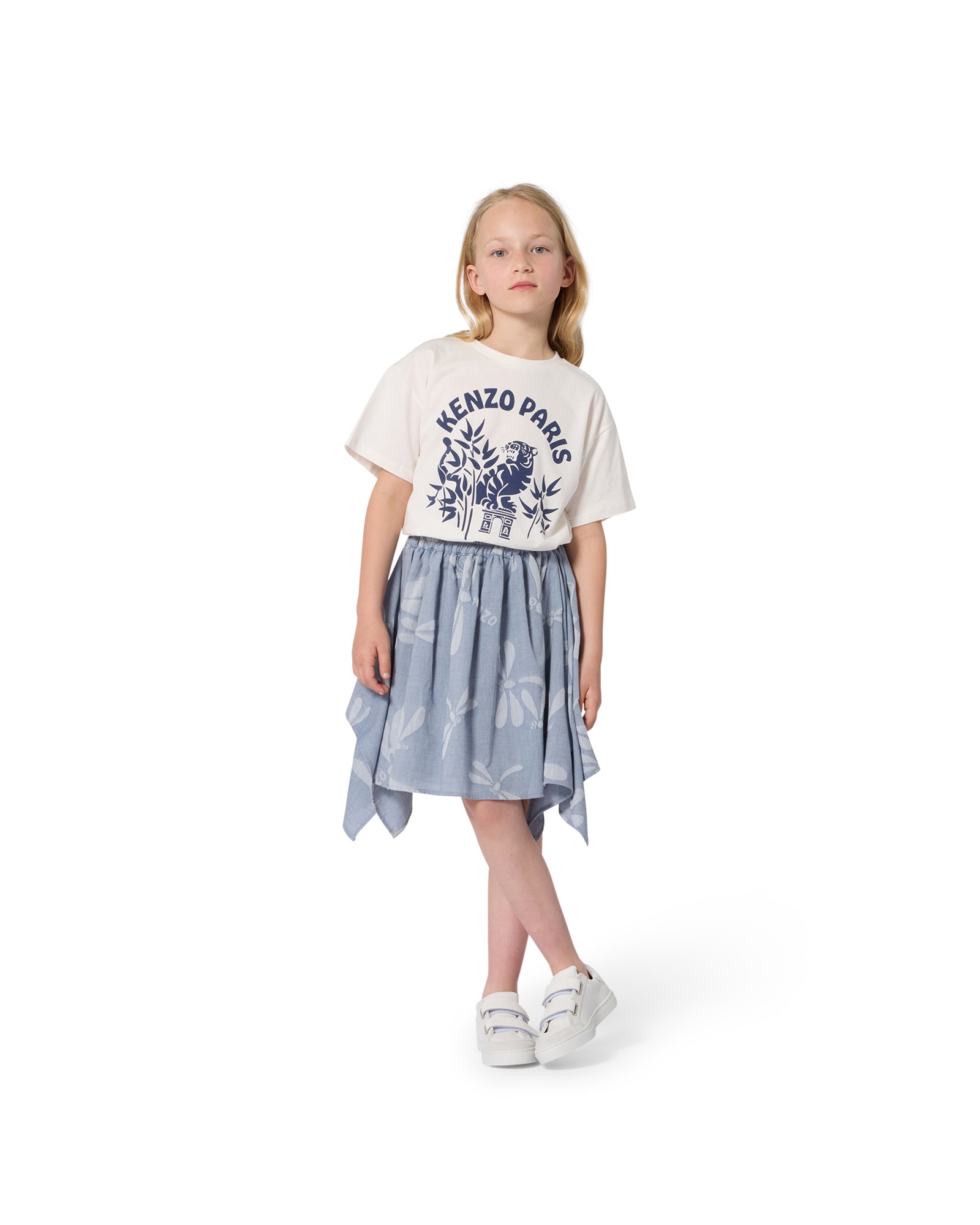 Camiseta de bebe unisex de manga francesa con estampado grande en algodón - Kenzo Kids - Blanco Blanco-3