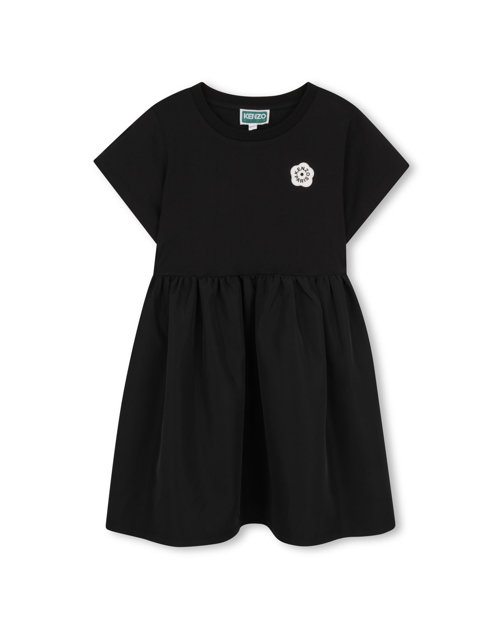Imagen 0 de Vestido de bebé niña de manga corta liso en algodón Negro