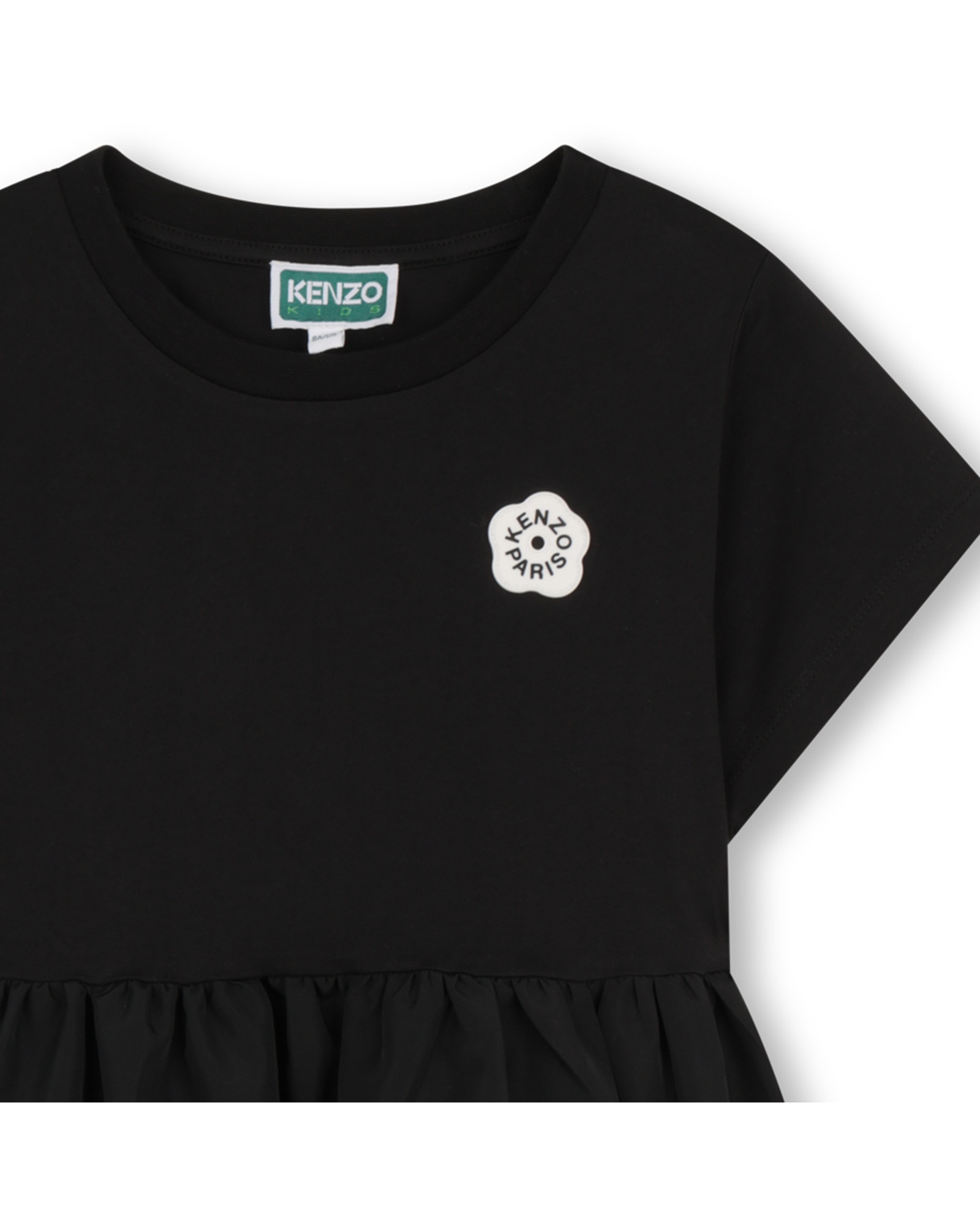 Vestido de bebé niña de manga corta liso en algodón - Kenzo Kids - Negro Negro-2