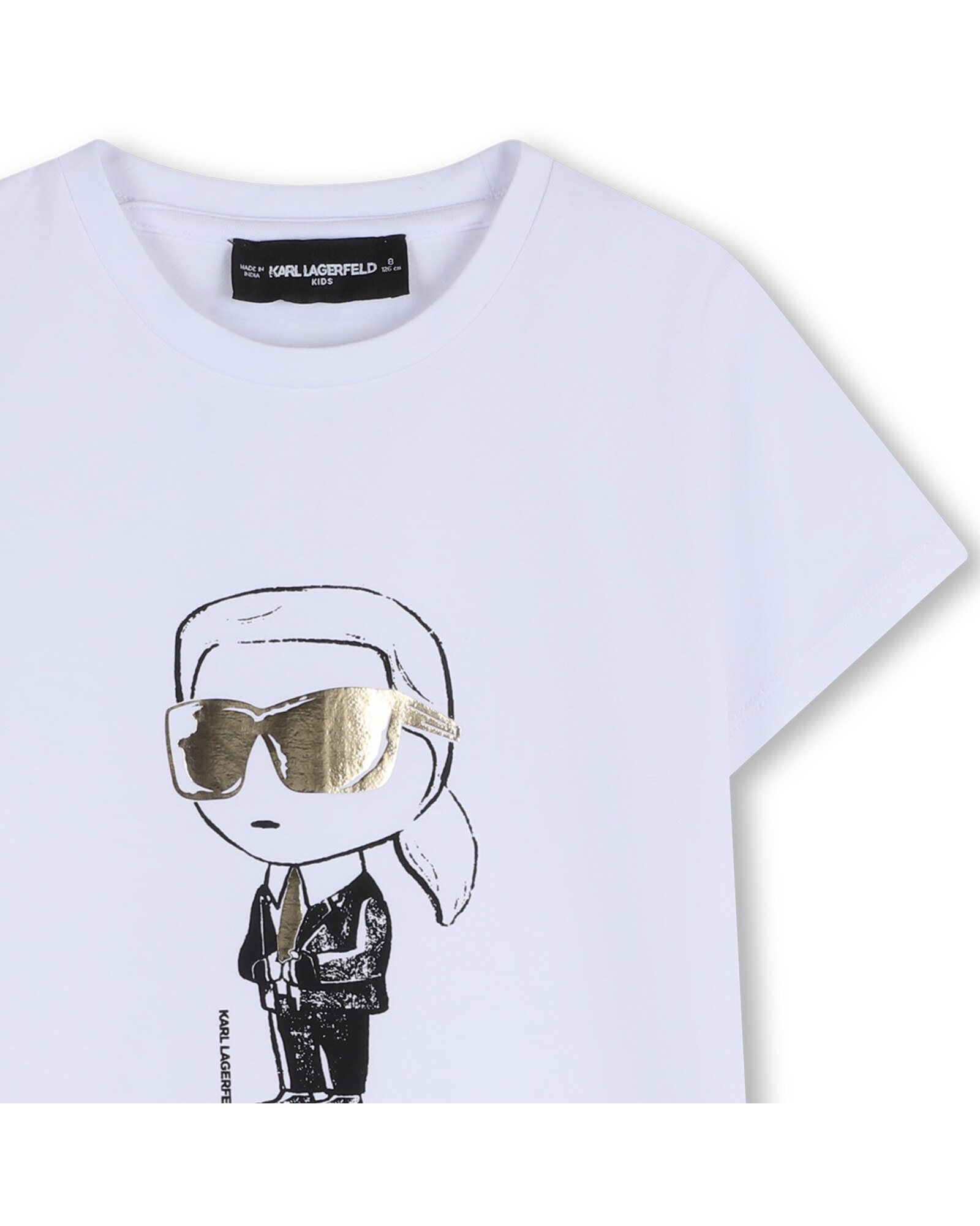 Camiseta de niña de manga corta con dibujo frontal en algodón - Karl Lagerfeld Kids - Blanco Blanco-3