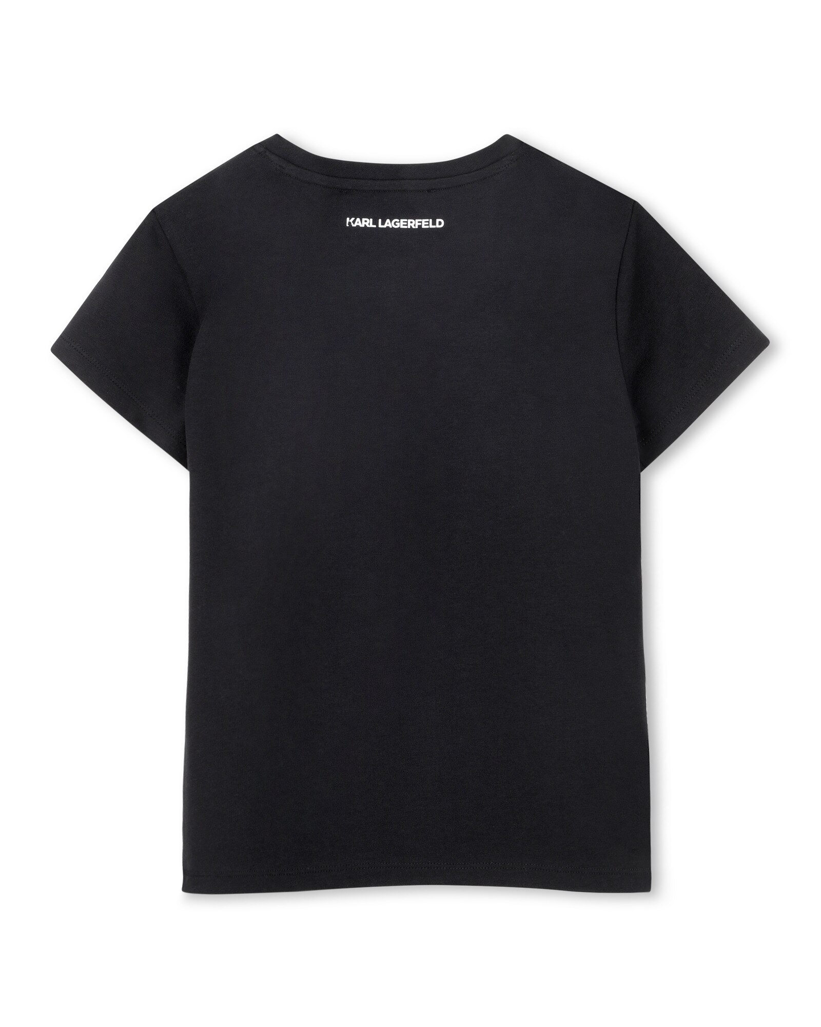 Camiseta de niña de manga corta con dibujo frontal en algodón - Karl Lagerfeld Kids - Negro Negro-3