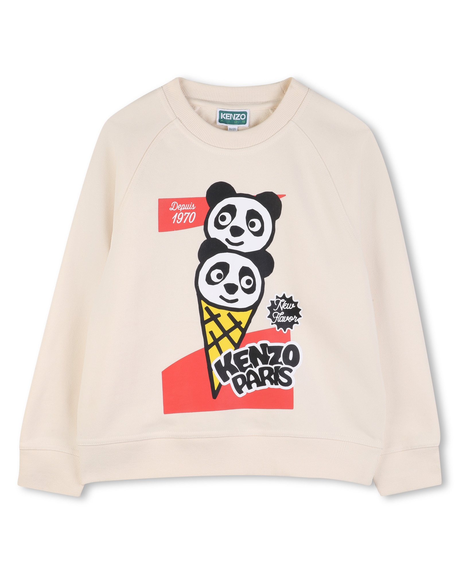 Sudadera sin capucha unisex de manga larga con animal print en algodón - Kenzo Kids - Natural Natural-1