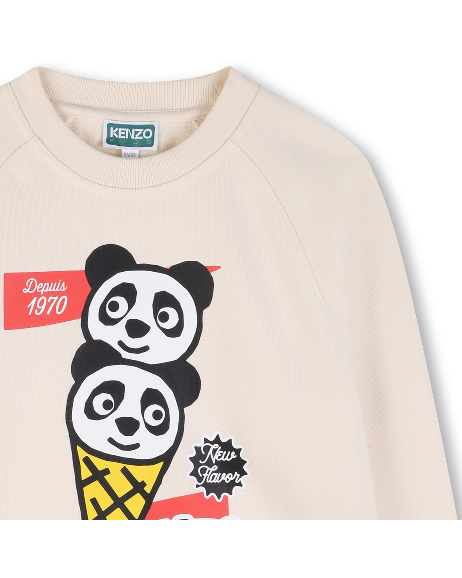 Sudadera sin capucha unisex de manga larga con animal print en algodón - Kenzo Kids - Natural Natural-3