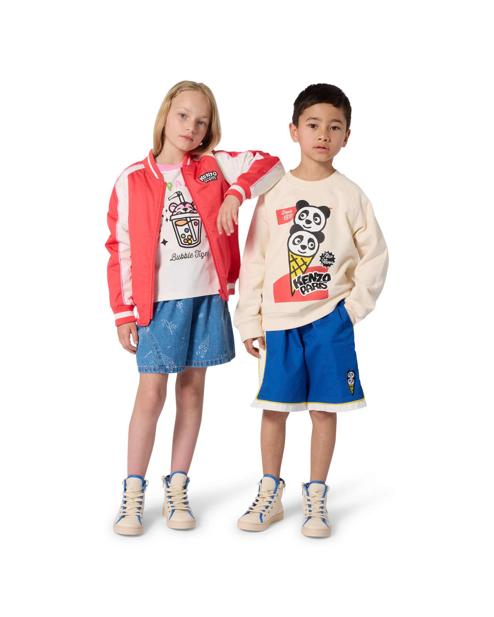 Sudadera sin capucha unisex de manga larga con animal print en algodón - Kenzo Kids - Natural Natural-2