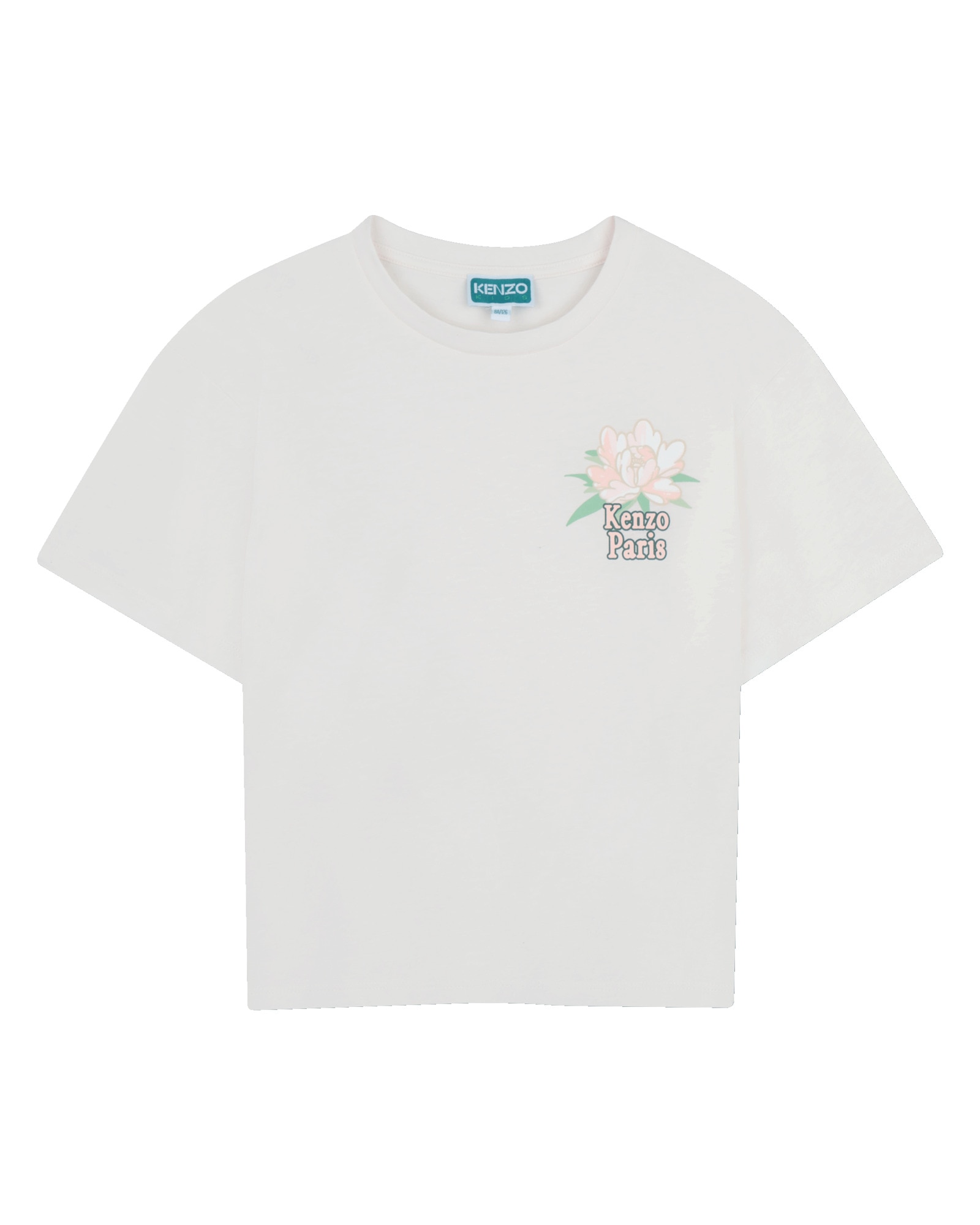 Imagen 0 de Camiseta de niña de manga francesa con flores en algodón Blanco