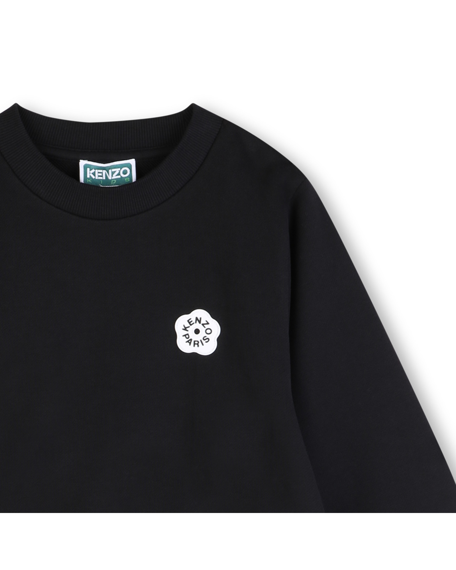 Sudadera sin capucha de niña de manga larga liso en algodón - Kenzo Kids - Negro Negro-2