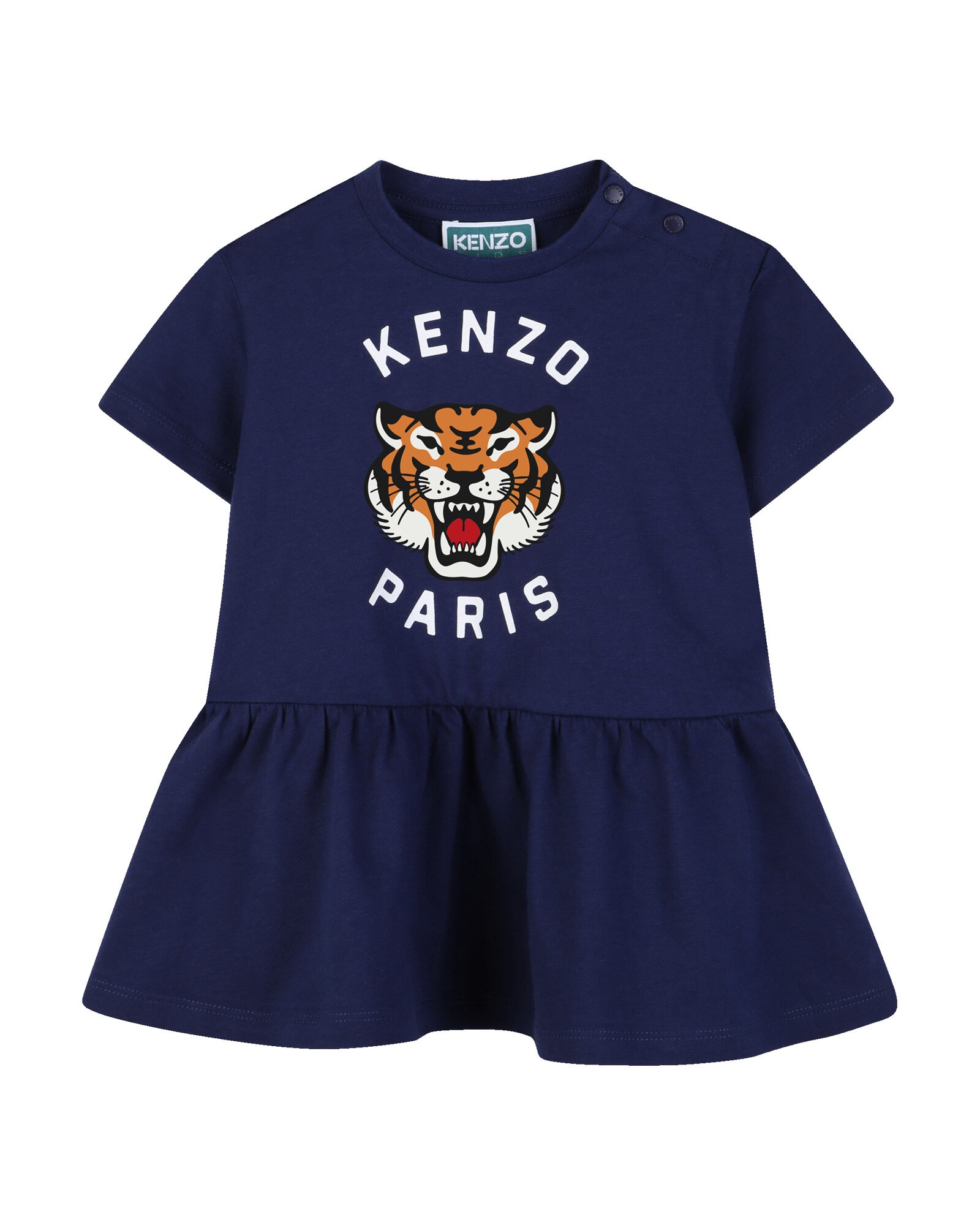 Imagen 0 de Vestido de bebé de algodón con estampado animal Azul