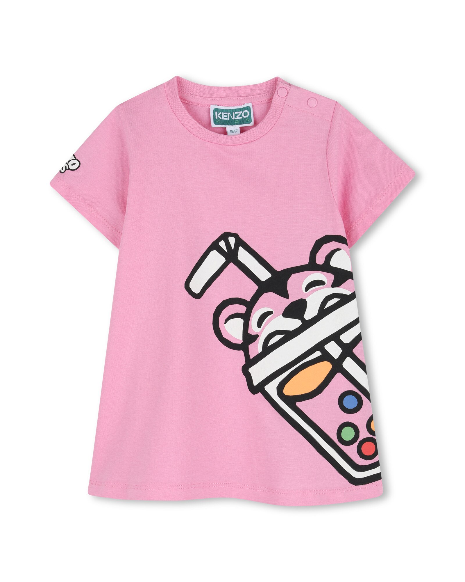 Imagen 0 de Vestido de bebé niña de manga corta con fantasía en algodón Rosa
