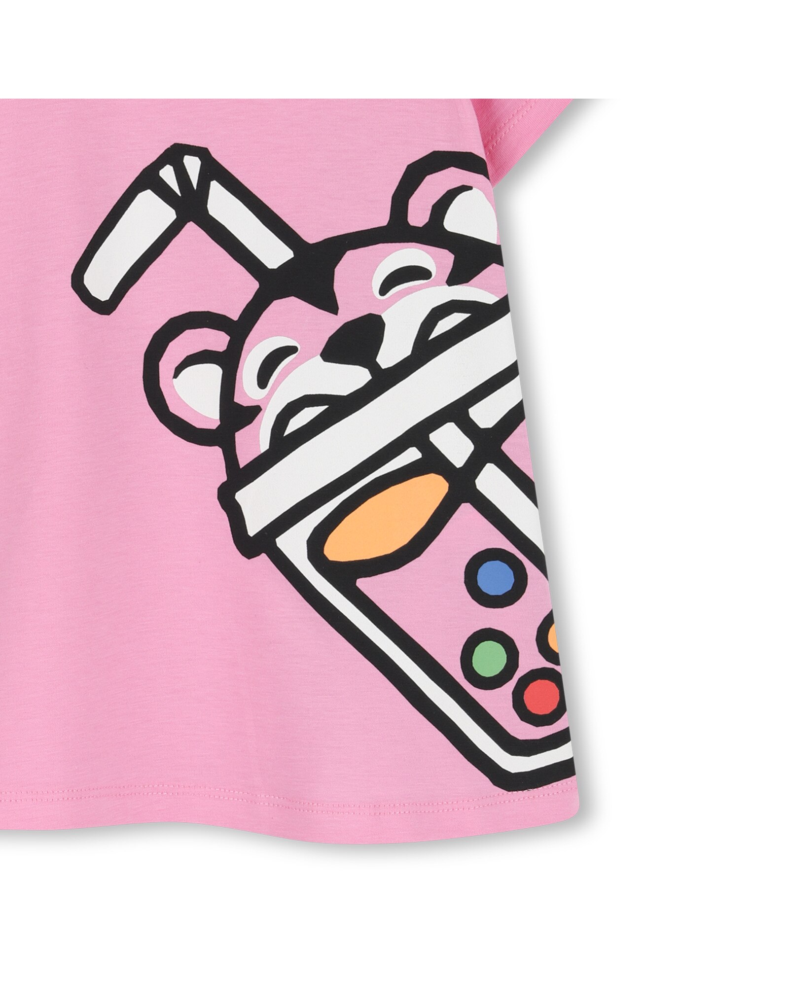 Vestido de bebé niña de manga corta con fantasía en algodón - Kenzo Kids - Rosa Rosa-2