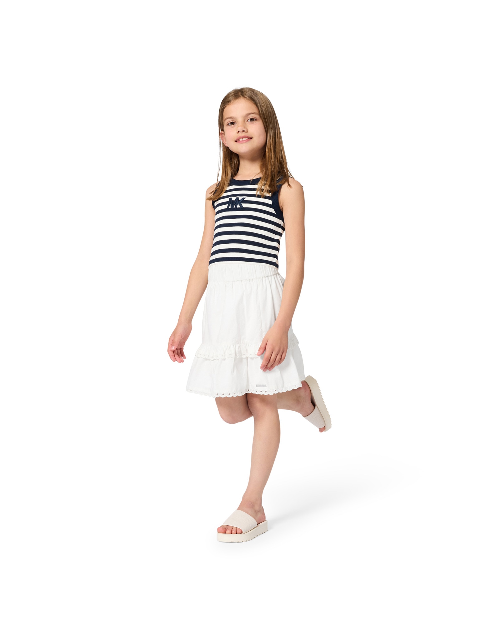 Top de niña sin mangas con rayas en algodón - Michael Kors - Azul Azul-2
