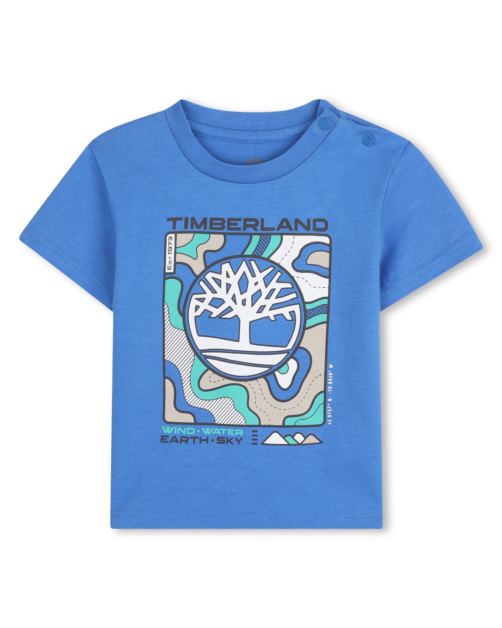 Imagen 0 de Camiseta de bebé niño de manga corta con dibujo frontal en algodón Azul