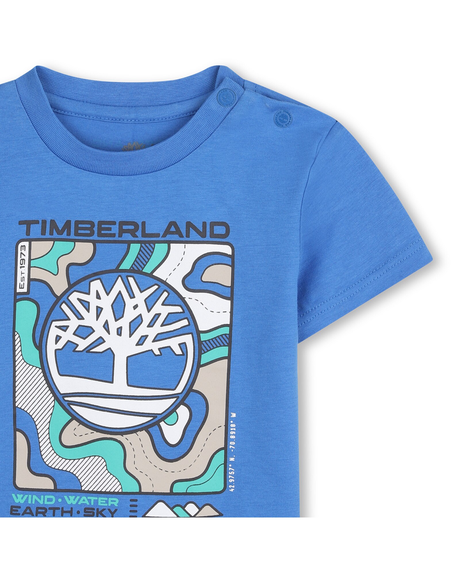 Camiseta de bebé niño de manga corta con dibujo frontal en algodón - Timberland - Azul Azul-2