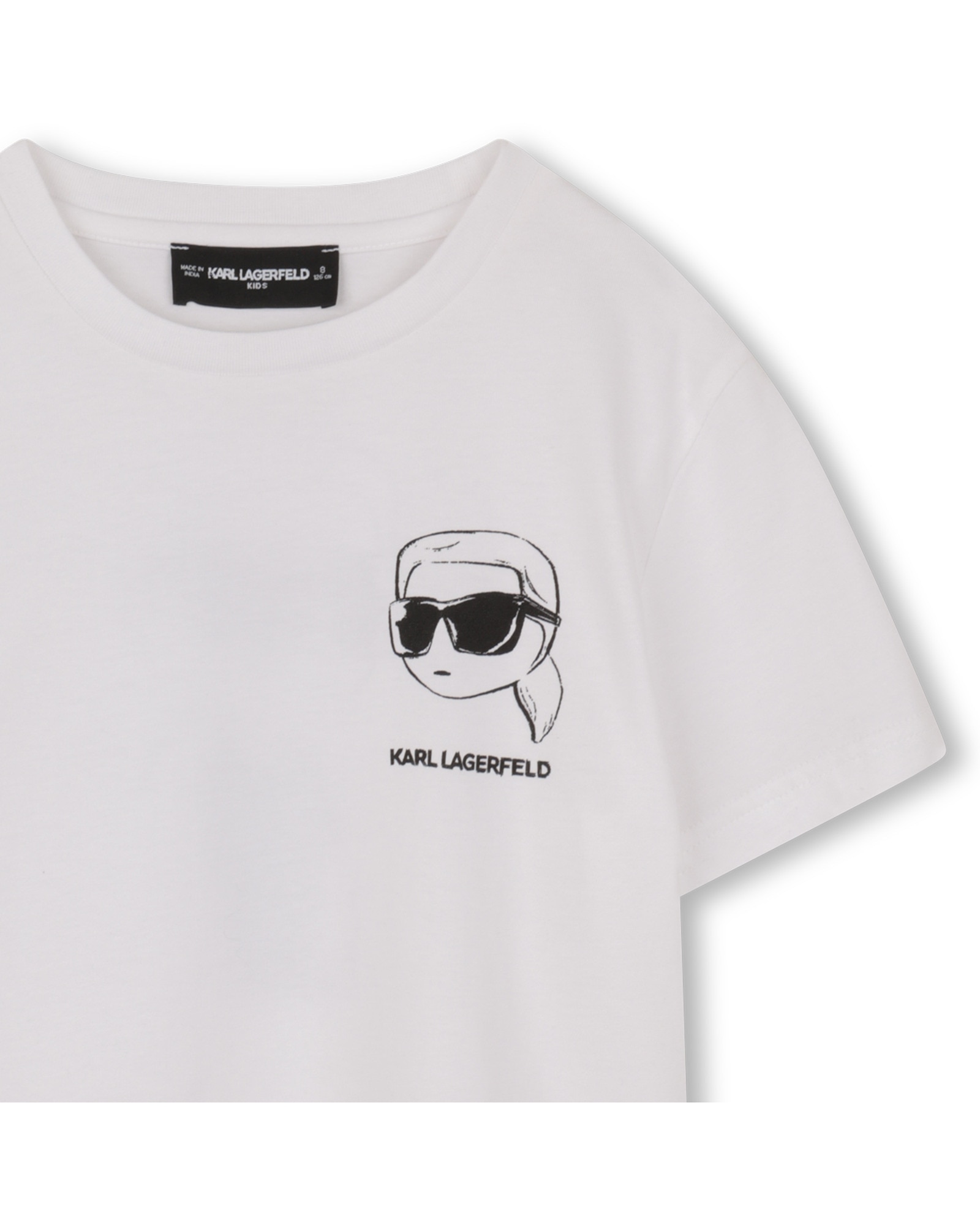Camisa de niño de manga corta con dibujo frontal en algodón - Karl Lagerfeld Kids - Blanco Blanco-3