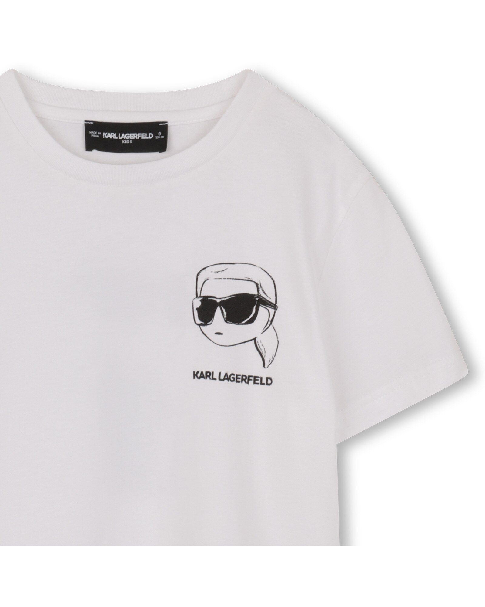 Camisa de niño de manga corta con dibujo frontal en algodón - Karl Lagerfeld Kids - Blanco Blanco-2