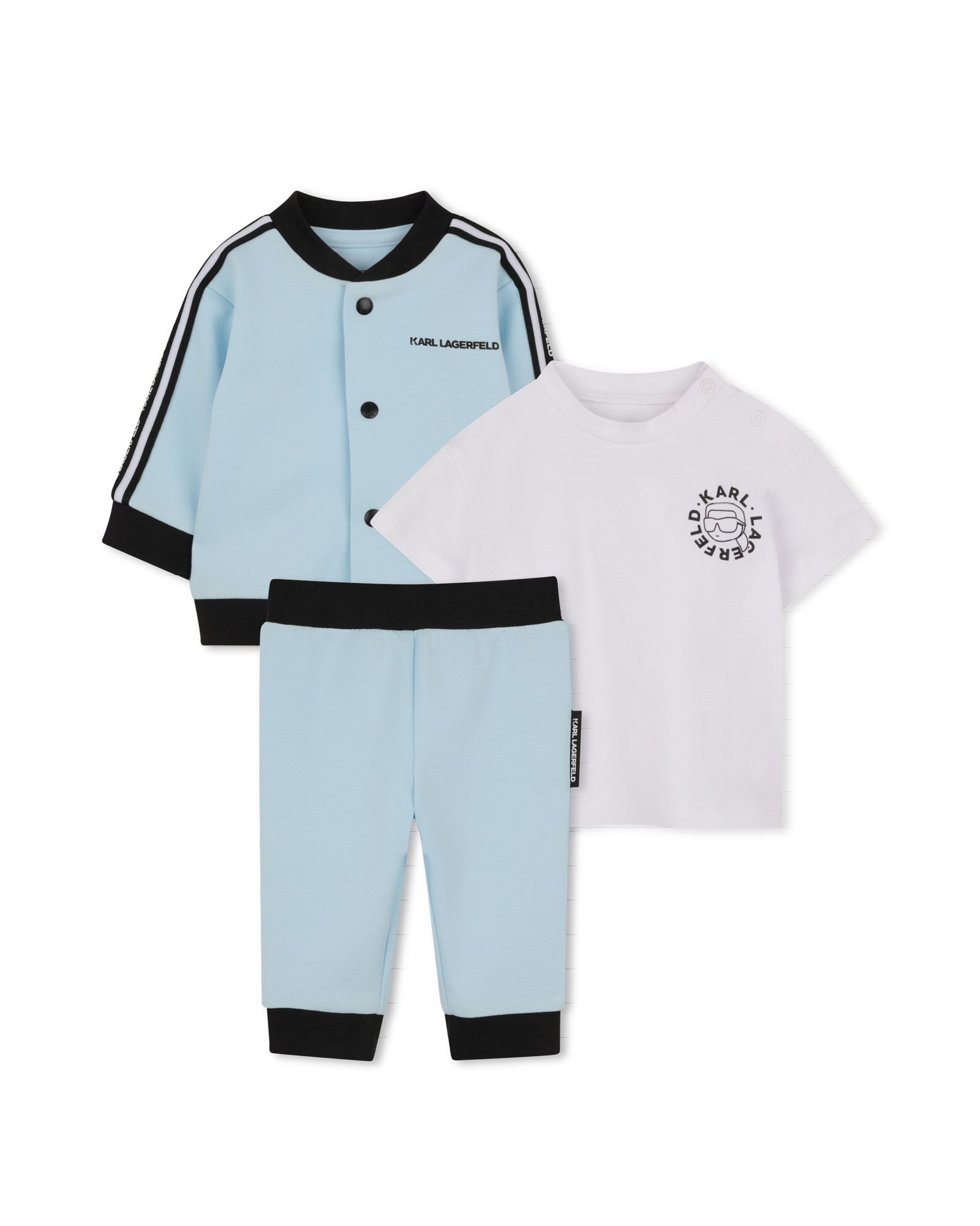 Imagen 0 de Conjunto de bebé niño con dibujo frontal en algodón Azul