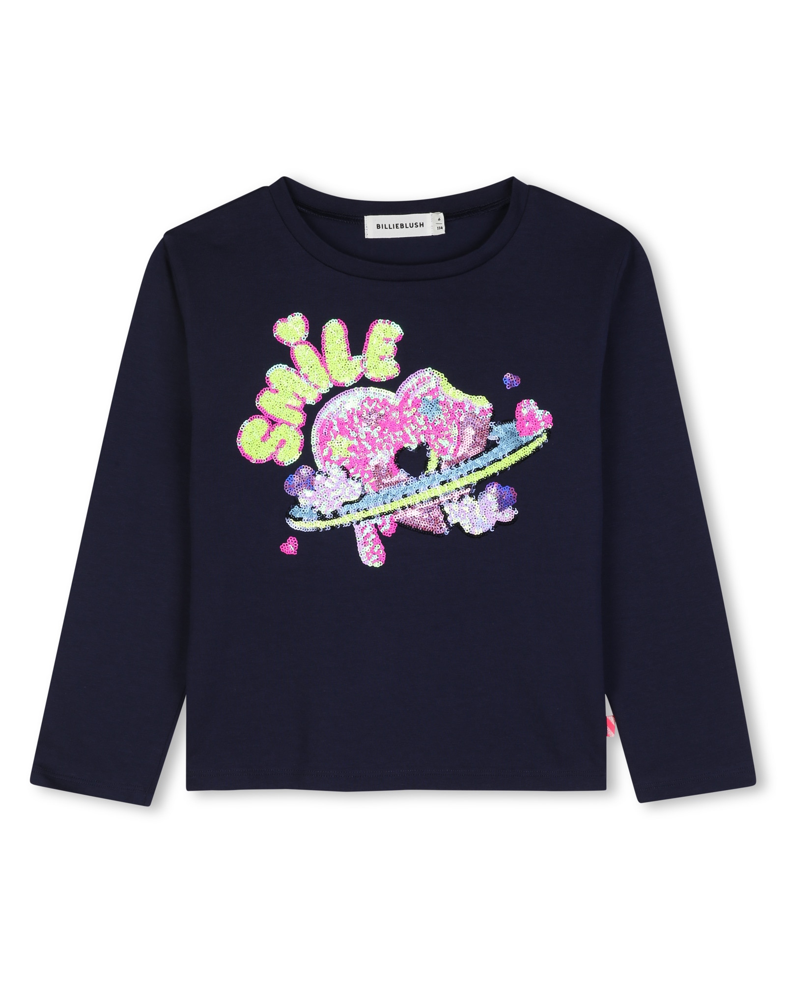 Imagen 1 de Camiseta de niña de manga larga con estampado grande - Billieblush - Azul marino Azul marino