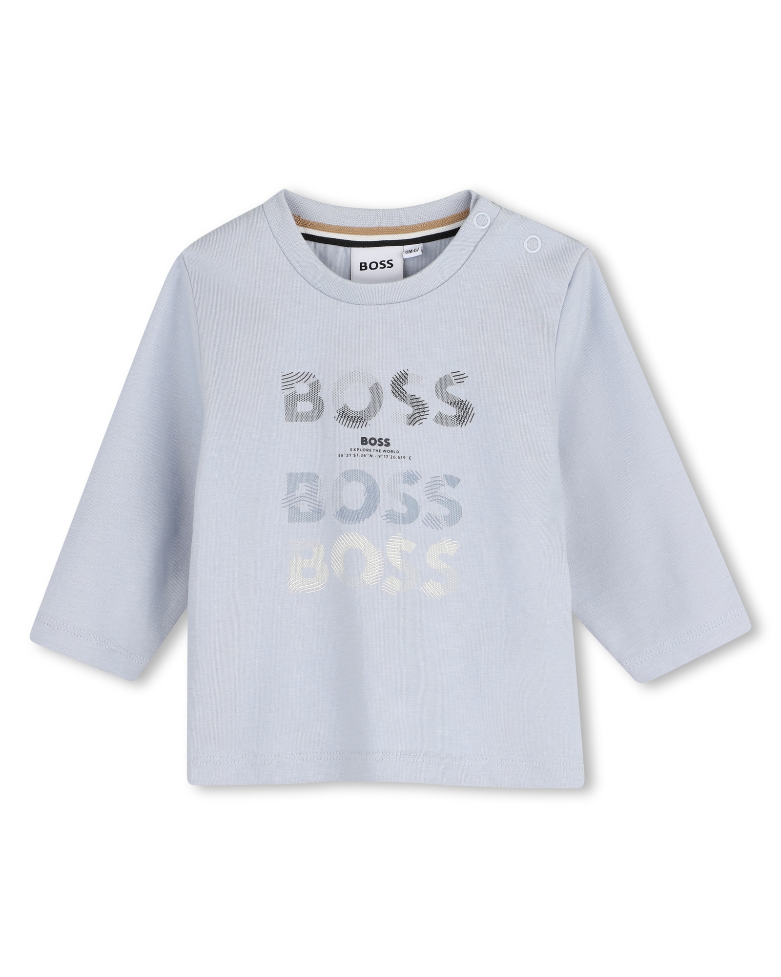 Imagen 1 de Camiseta de bebé niño de manga larga con estampado grande - BOSS Kidswear - Azul claro Azul claro