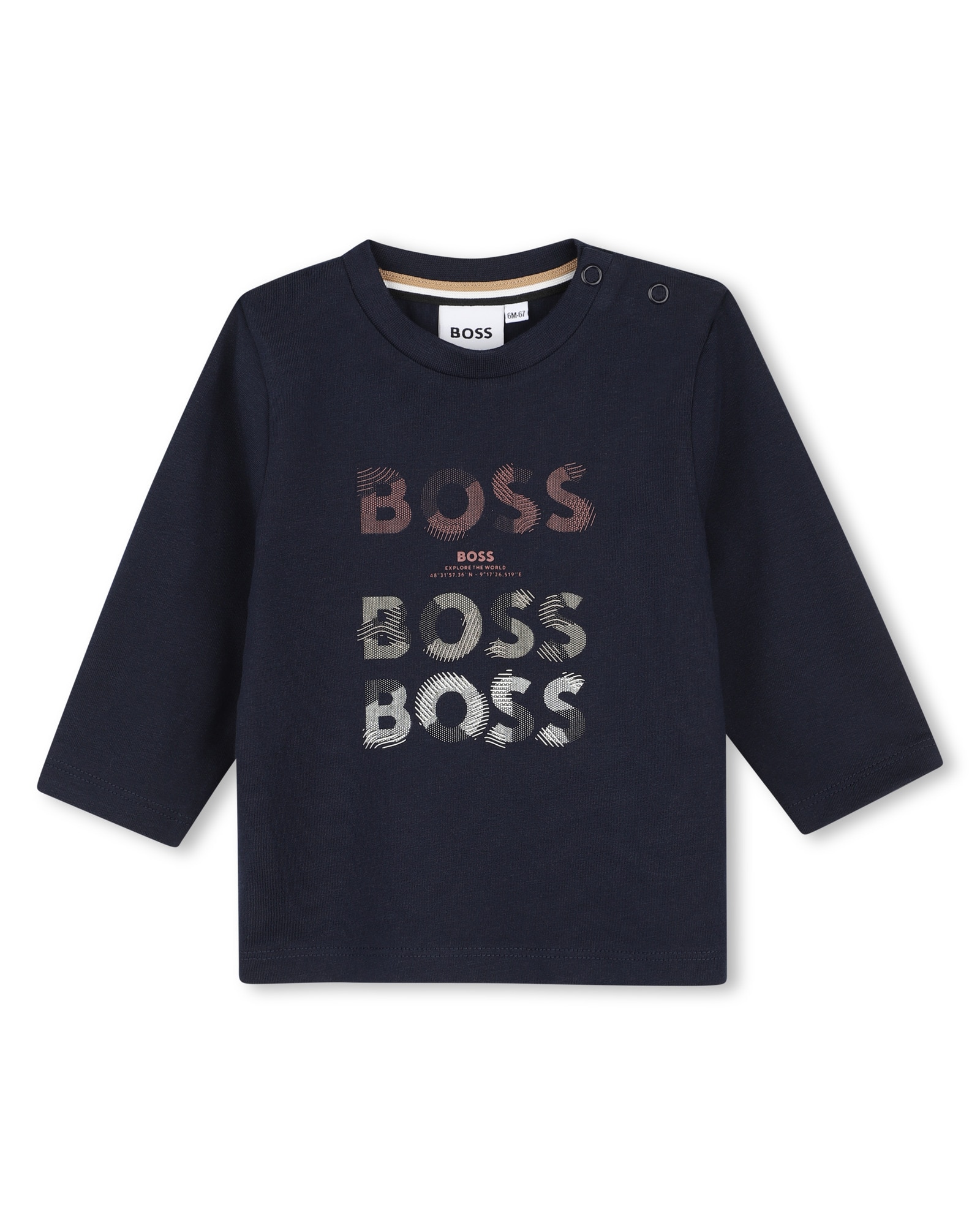 Imagen 1 de Camiseta de bebé niño de manga larga con estampado grande - BOSS Kidswear - Azul marino Azul marino