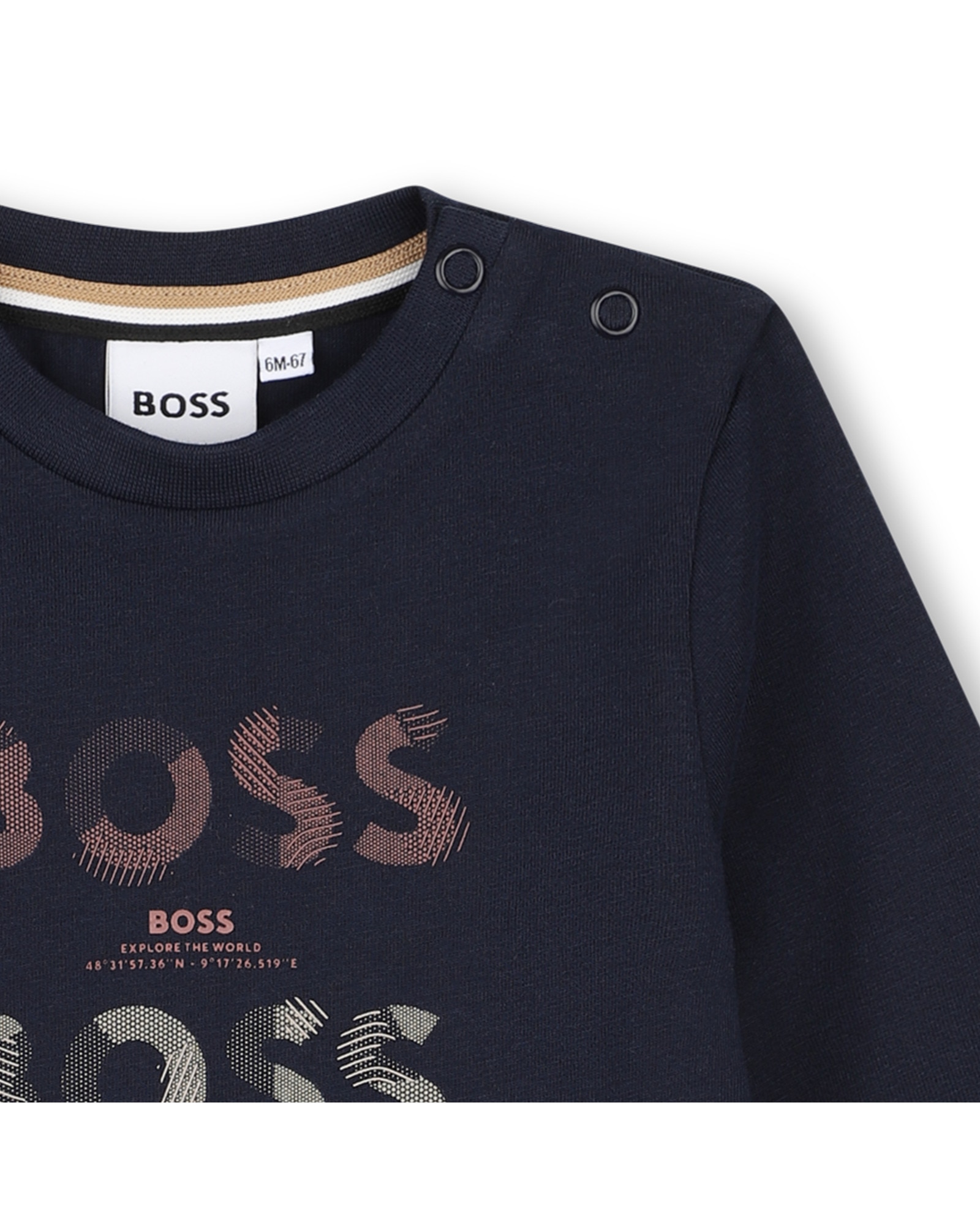 Imagen 2 de Camiseta de bebé niño de manga larga con estampado grande - BOSS Kidswear - Azul marino Azul marino