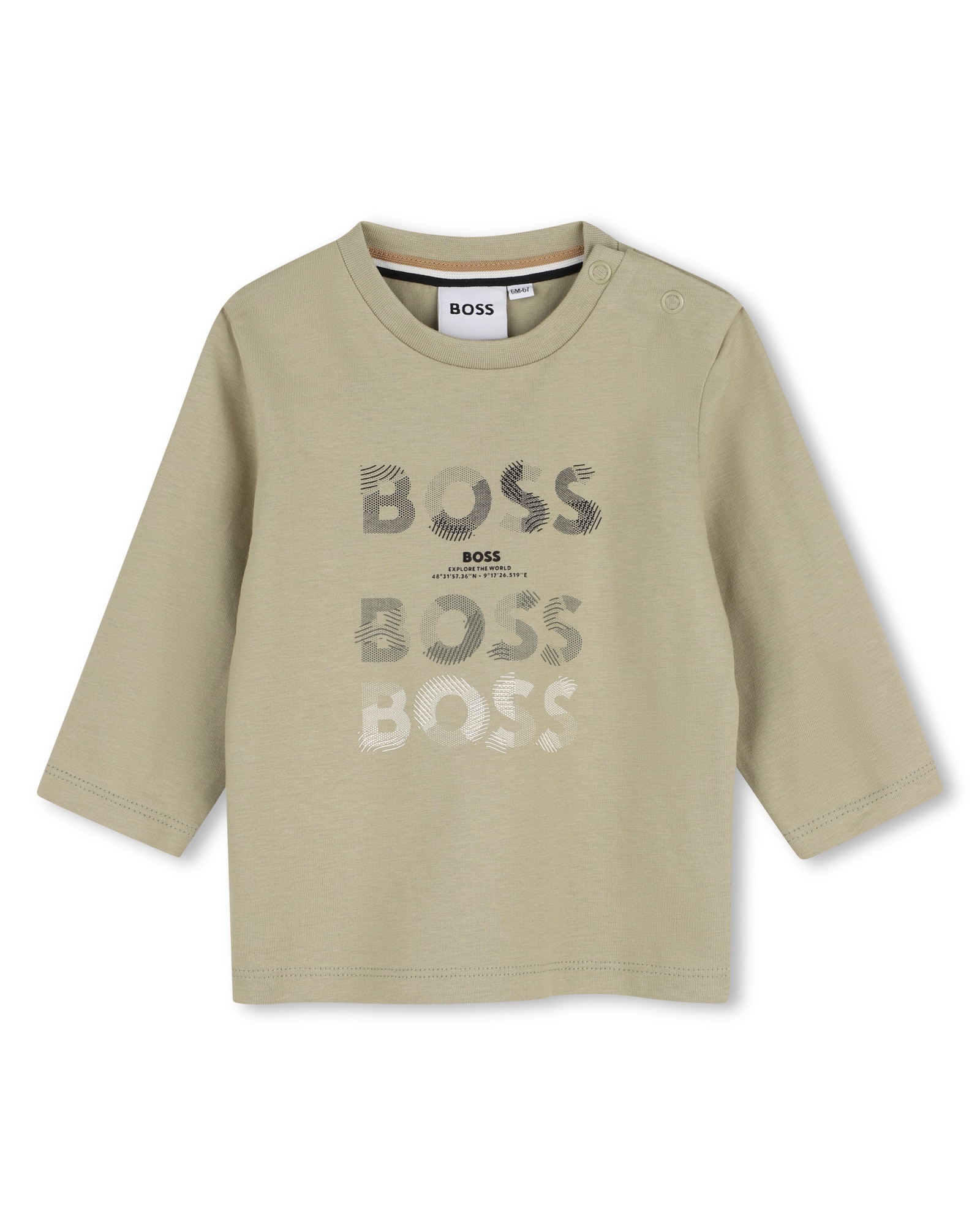 Imagen 1 de Camiseta de bebé niño de manga larga con estampado grande - BOSS Kidswear - Verde Verde